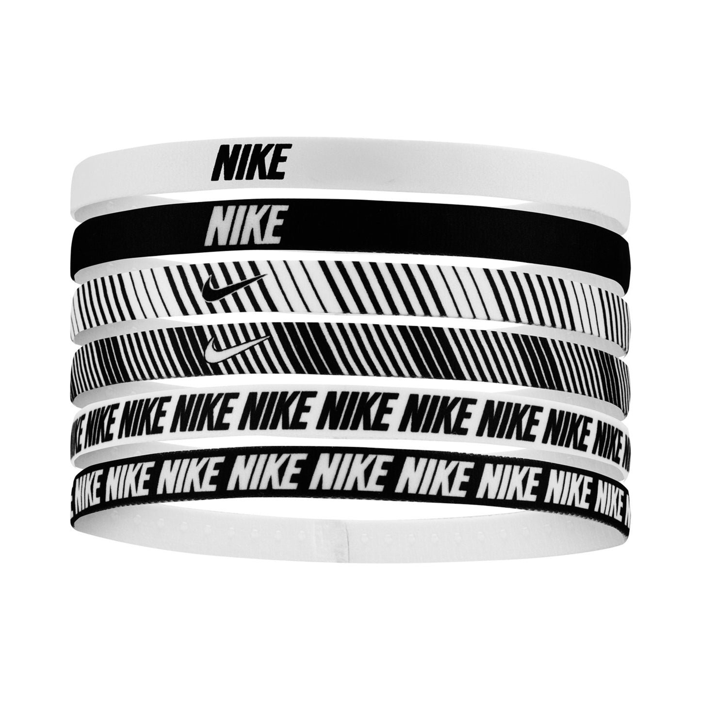 Nike Nike Flex Classic Printed Hårband 6-pack-Vit,Svart Nike Nike Flex Classic Printed Hårband 6-pack-Vit,Svart