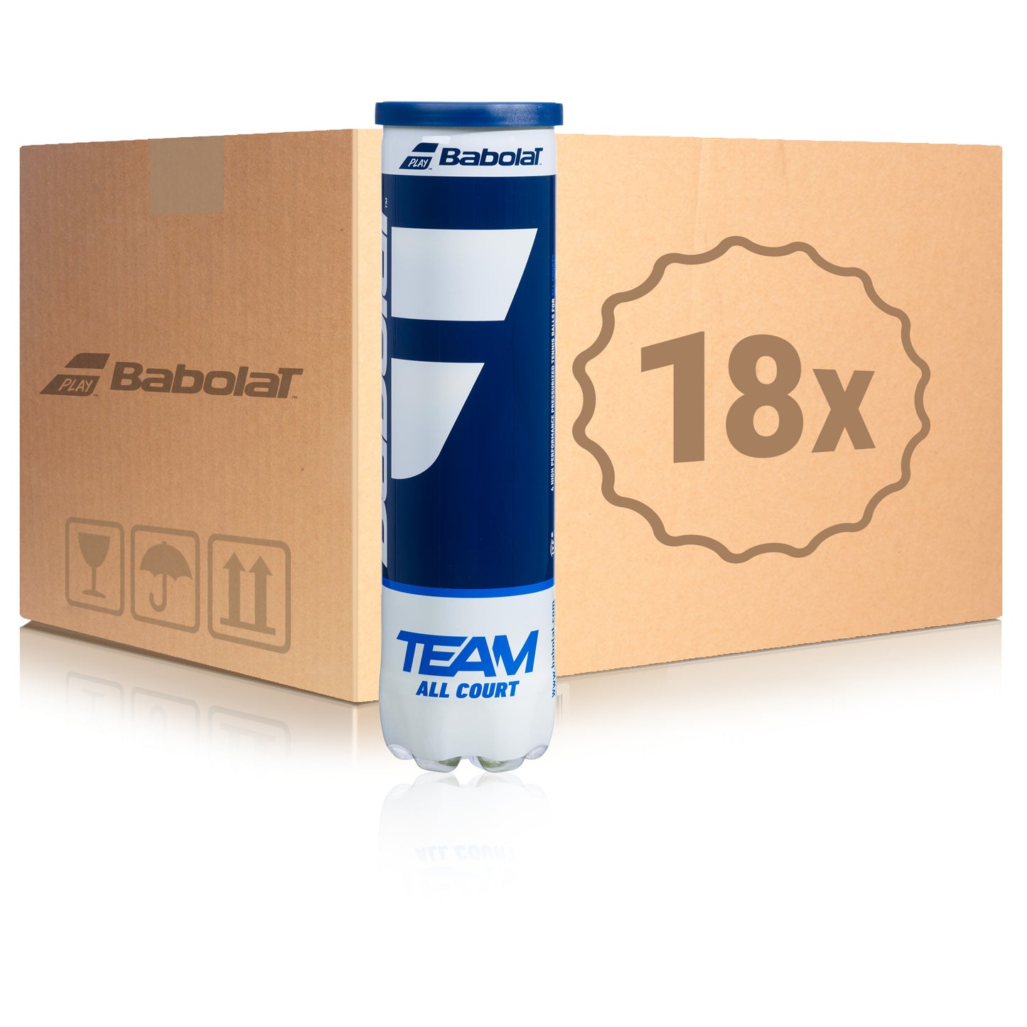 Babolat 18x 4-pack rör Team All Court I kartong Babolat 18x 4-pack rör Team All Court I kartong