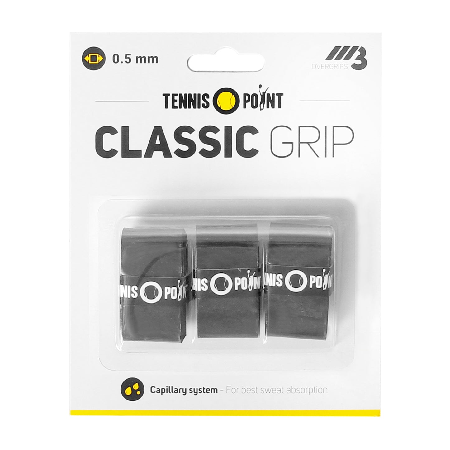 Tennis-Point Classic Grip 3-pack - svart Tennis-Point Classic Grip 3-pack - svart