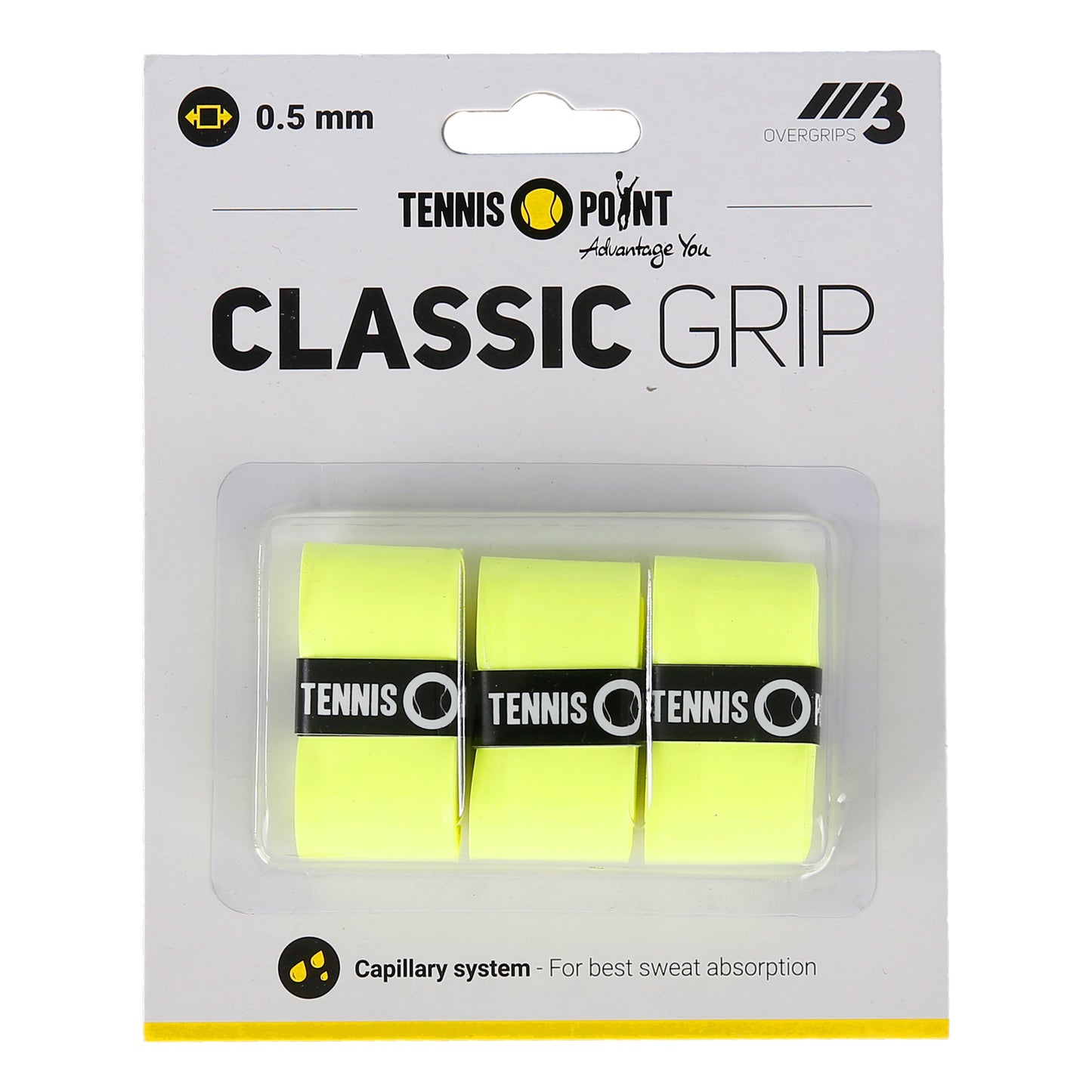 Tennis-Point Classic Grip 3-pack - gul Tennis-Point Classic Grip 3-pack - gul