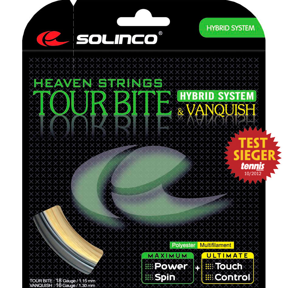 Solinco Tour Bite 6,8m Silber + Vanquish 6,3m Strängset 13,1m-Silver,Naturfärger Solinco Tour Bite 6,8m Silber + Vanquish 6,3m Strängset 13,1m-Silver,Naturfärger