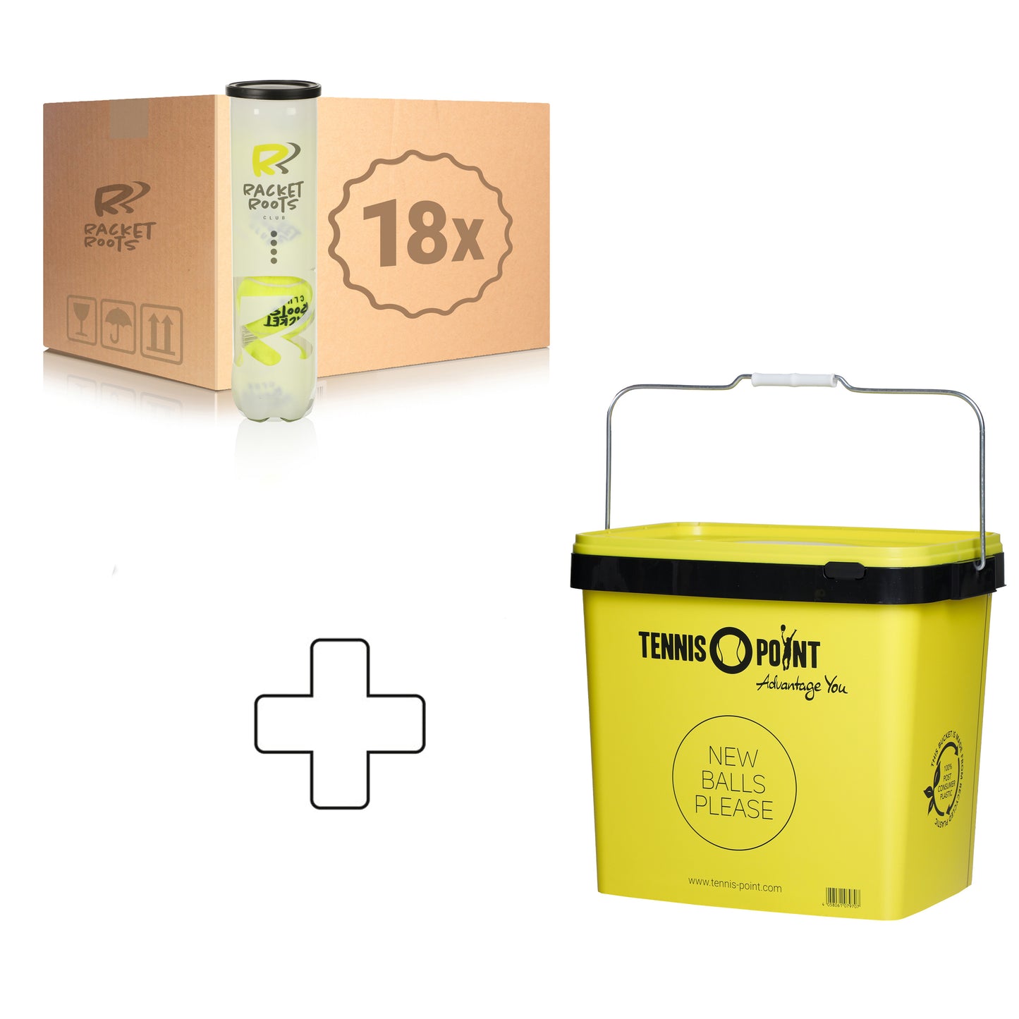 Racket Roots 18x 4-pack rör Club Tennisball Plus bollhink Racket Roots 18x 4-pack rör Club Tennisball Plus bollhink