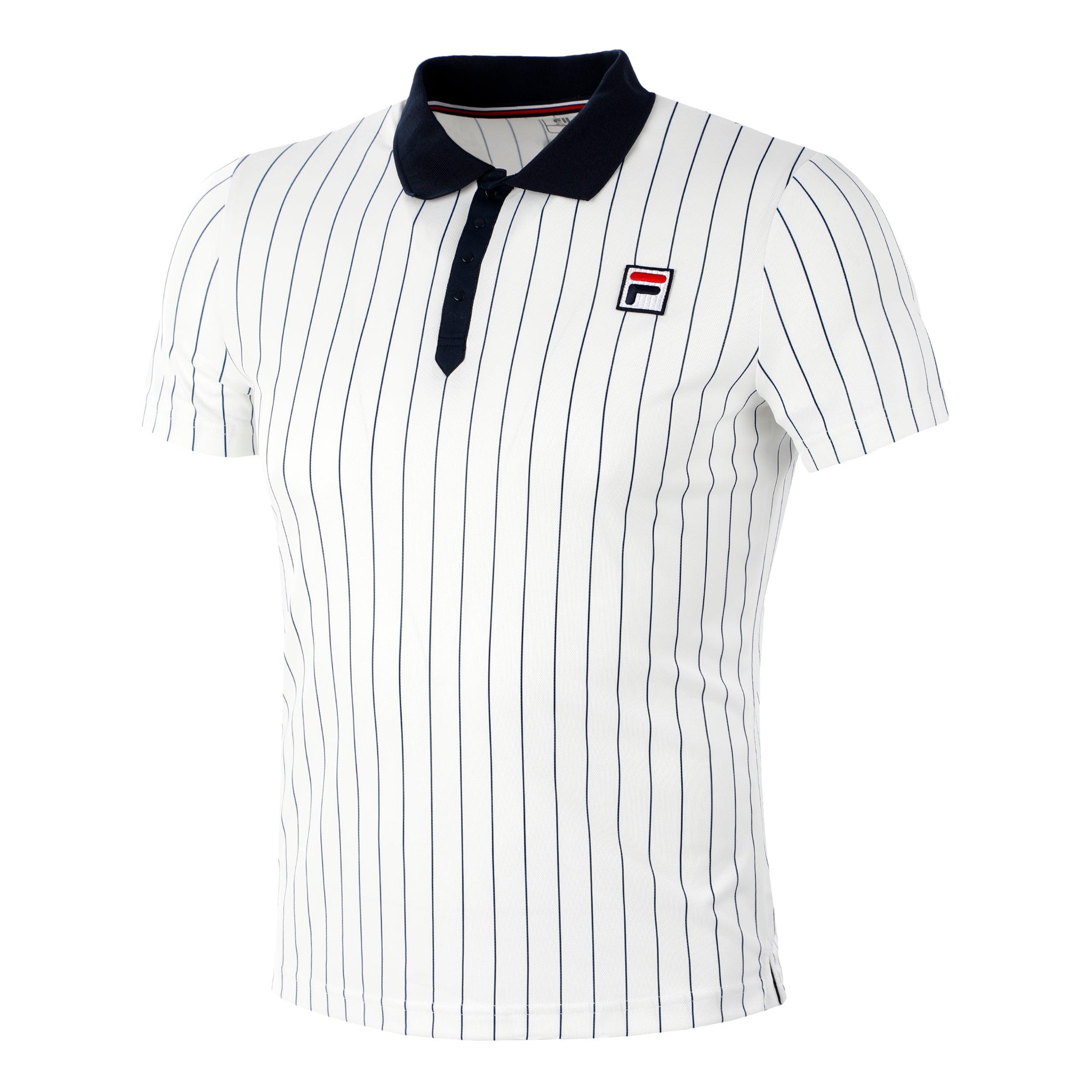 Fila Stripes Björn Polo Herrar - vit, mörkblå
