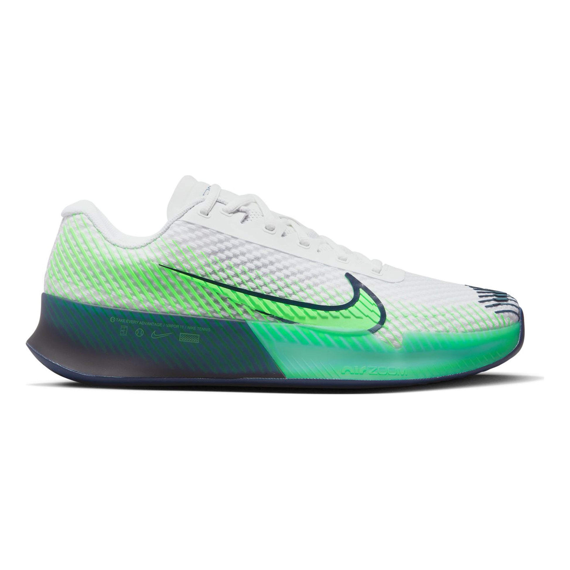Nike Air Zoom Vapor 11 Sko för grus Herrar - vit, neongrön