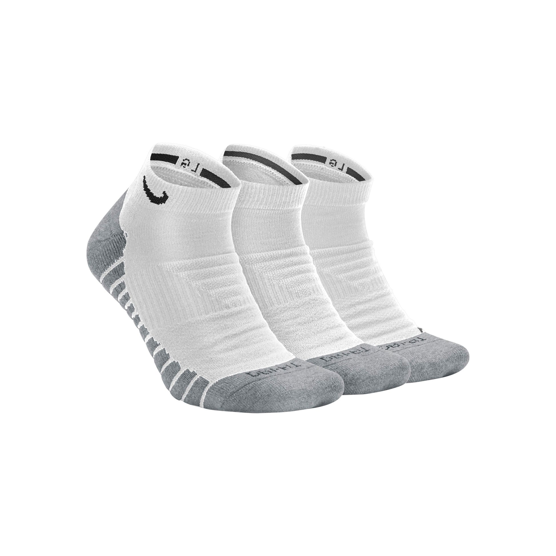 Nike Everyday Max Cushion No-Show Tennisstrumpor 3-pack Unisex - vit, grå