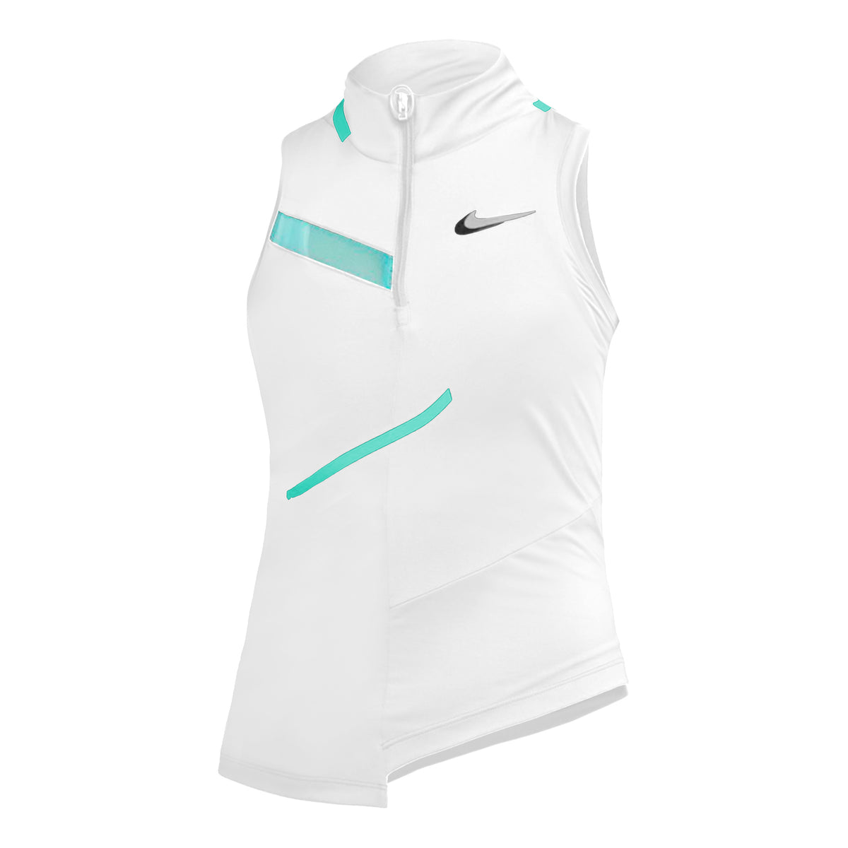 Nike Court Dri-Fit Linne Damer - vit, turkos