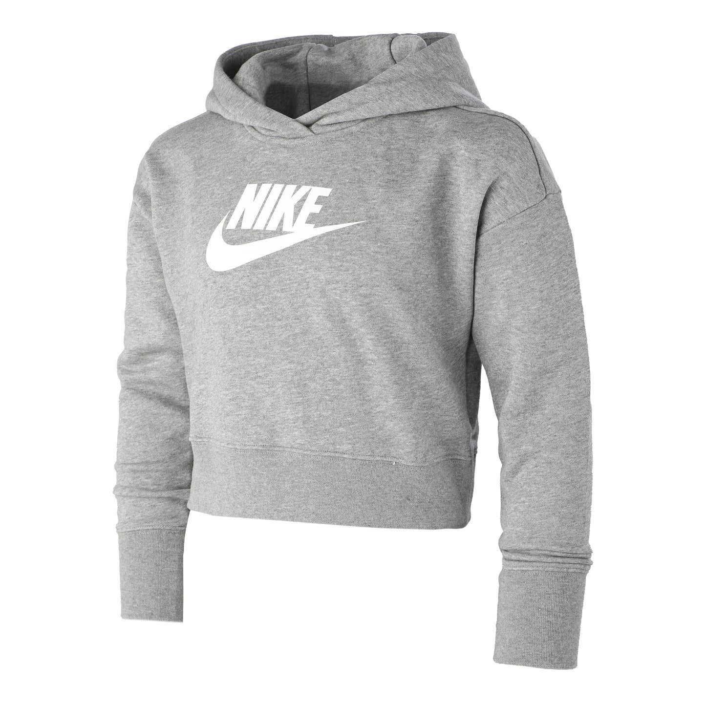 Nike French Terry Club Cropped Huvtröja Flickor - grå, vit