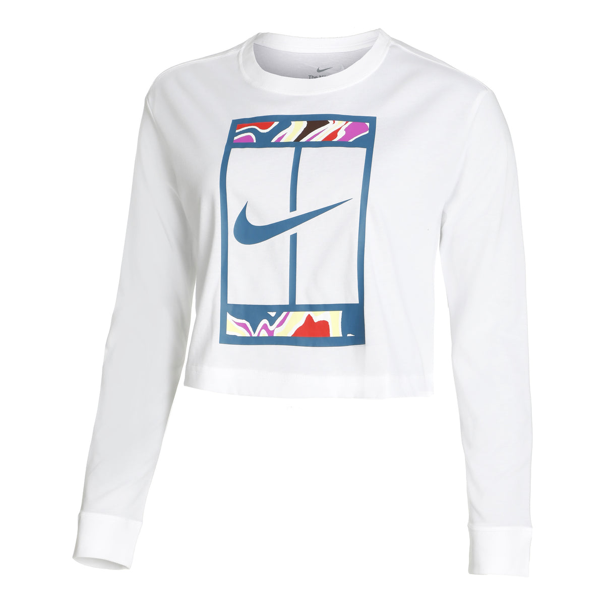 Nike Dri-Fit Court Slam Cropped Långärmat Damer - vit, flerfärgad