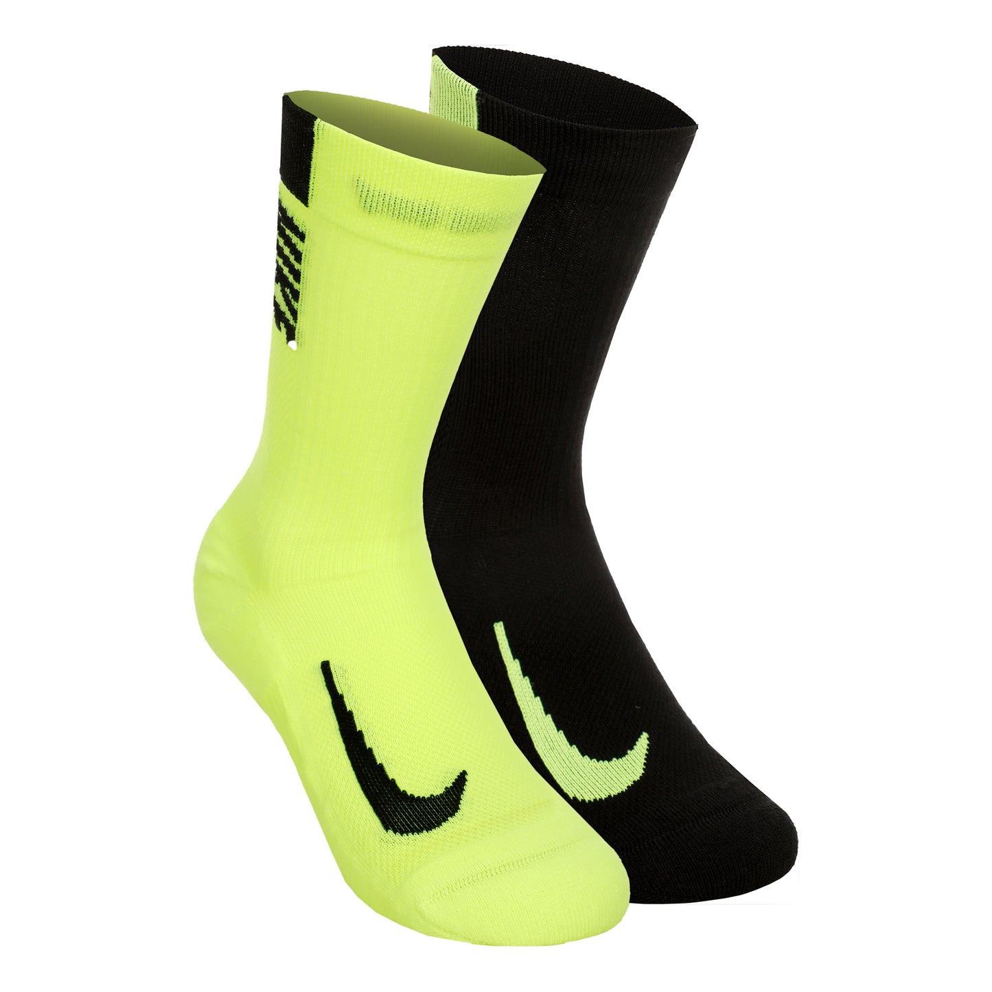 Nike Dri-Fit Multiplier Crew Sportstrumpor 2-pack Unisex - neongul, svart