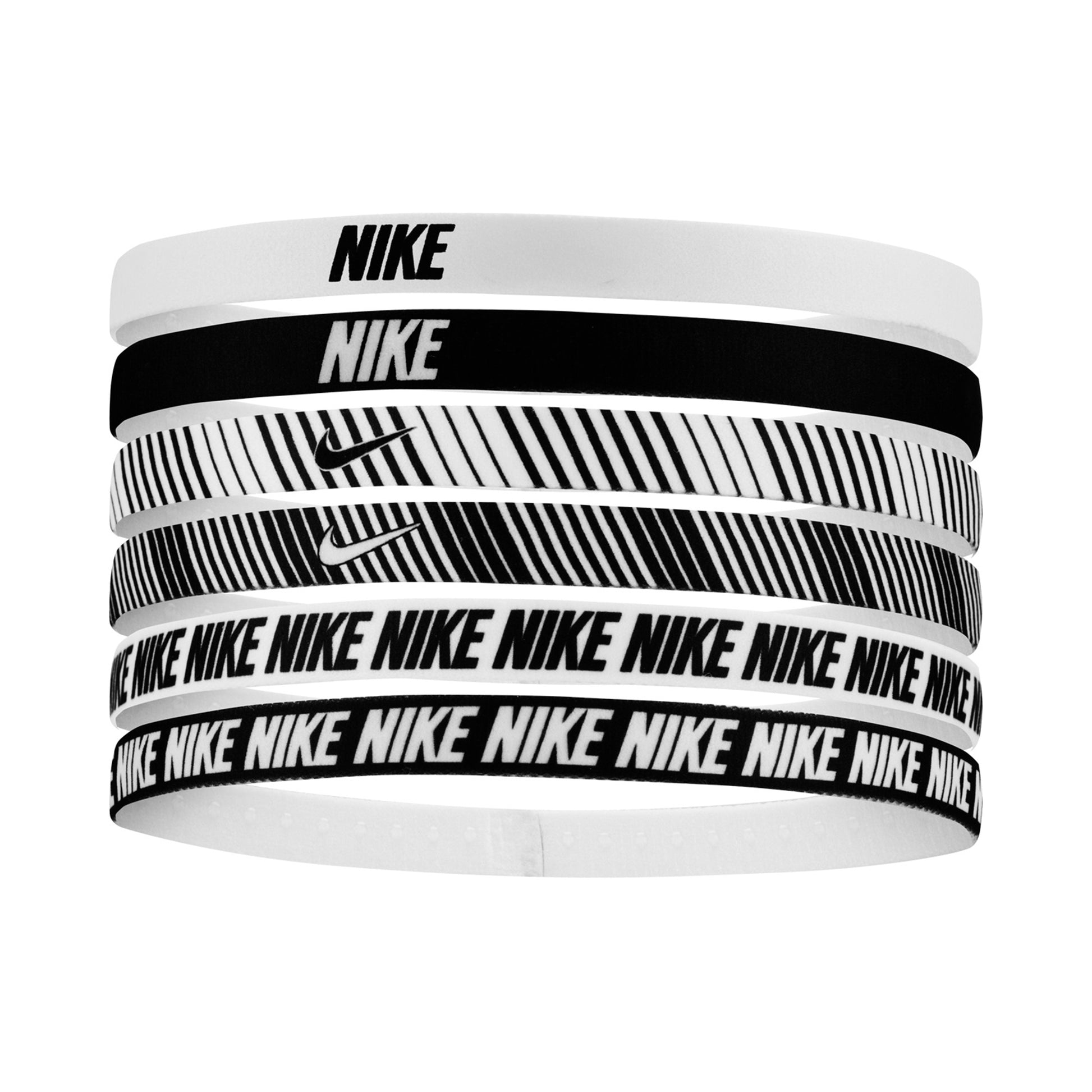 Nike Nike Flex Classic Printed Hårband 6-pack-Vit,Svart