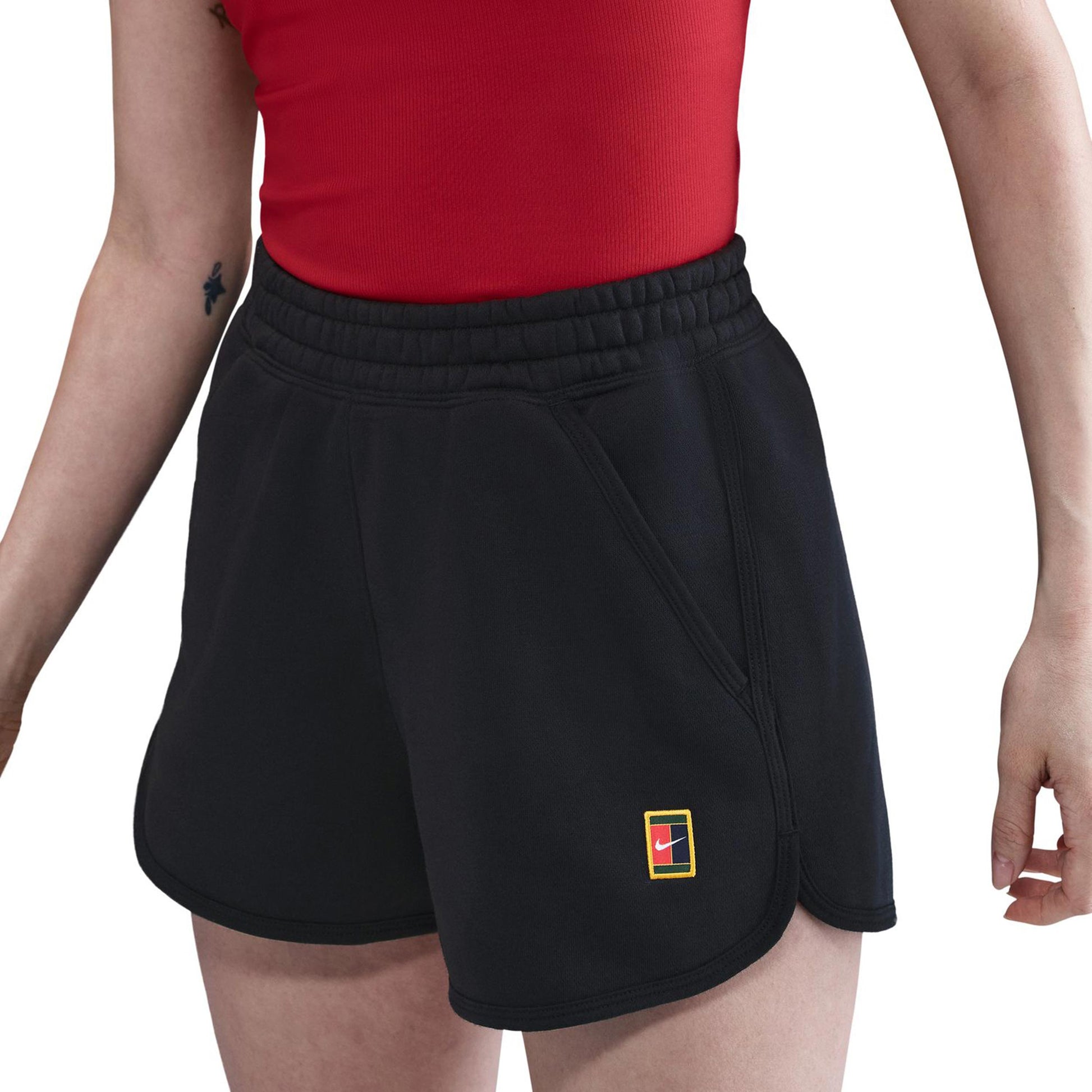 Nike Court Heritage Fleece Mid Rise Shorts Damer-Svart