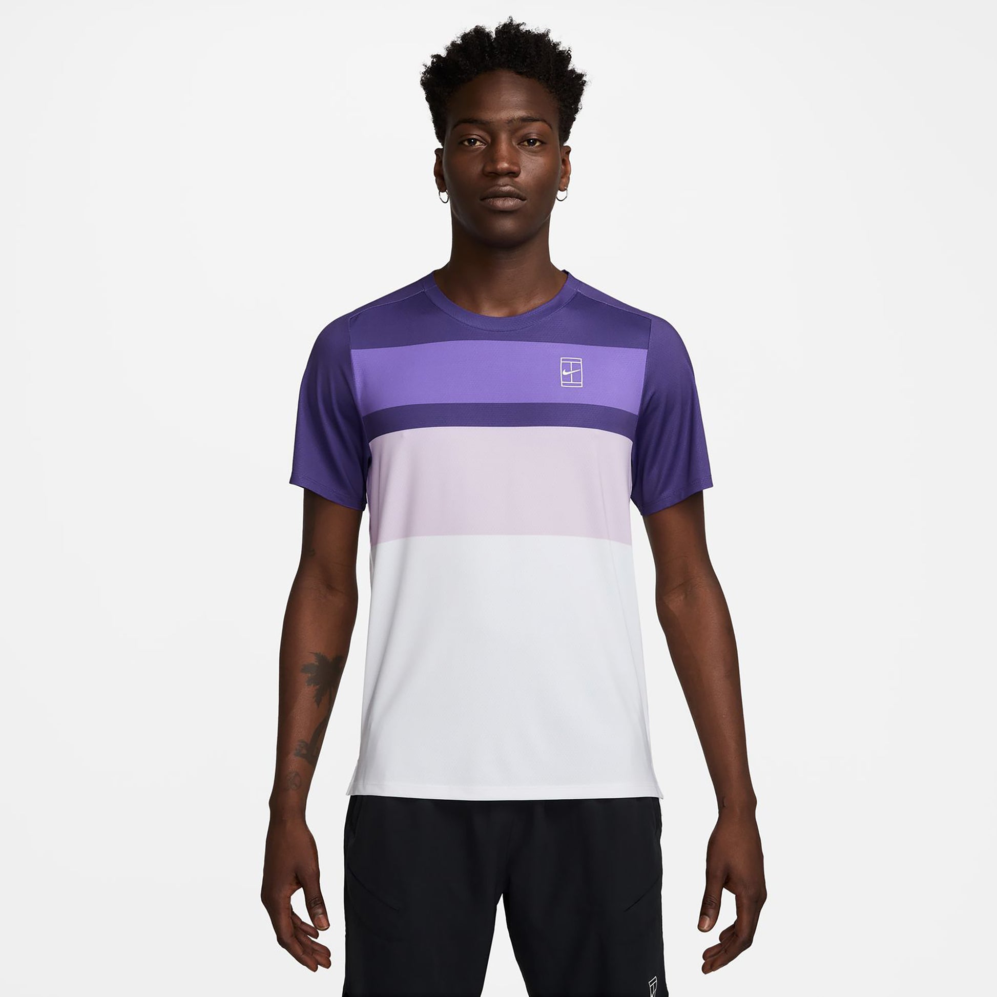 Nike Court Dri-Fit Advantage Print T-shirt Herrar-Vit,Lila