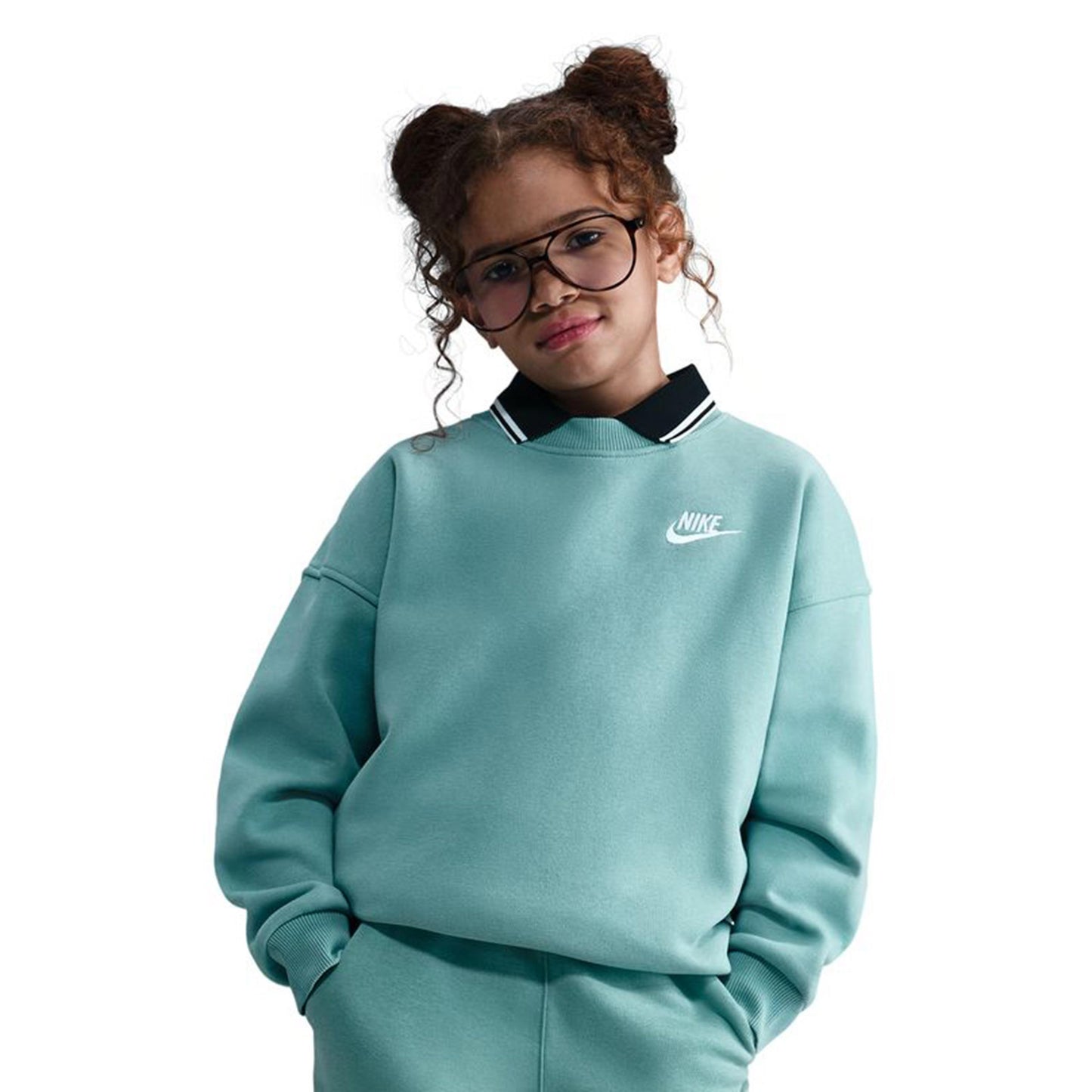 Nike Club Fleece Oversized Crew Tröja Flickor-Visdom