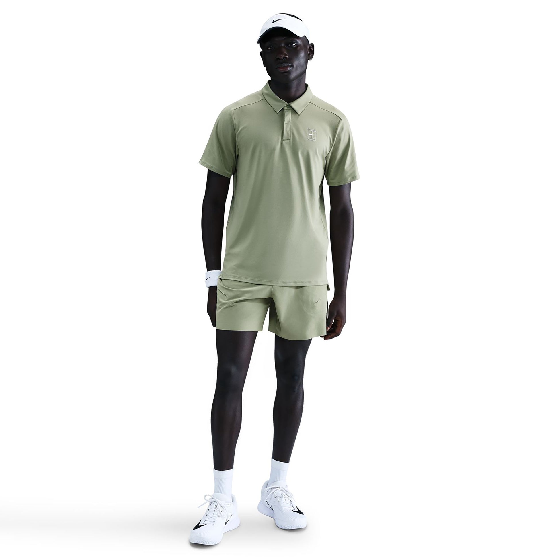 Nike Court Dri-FIT Advantage Polo Herrar - oliv, vit