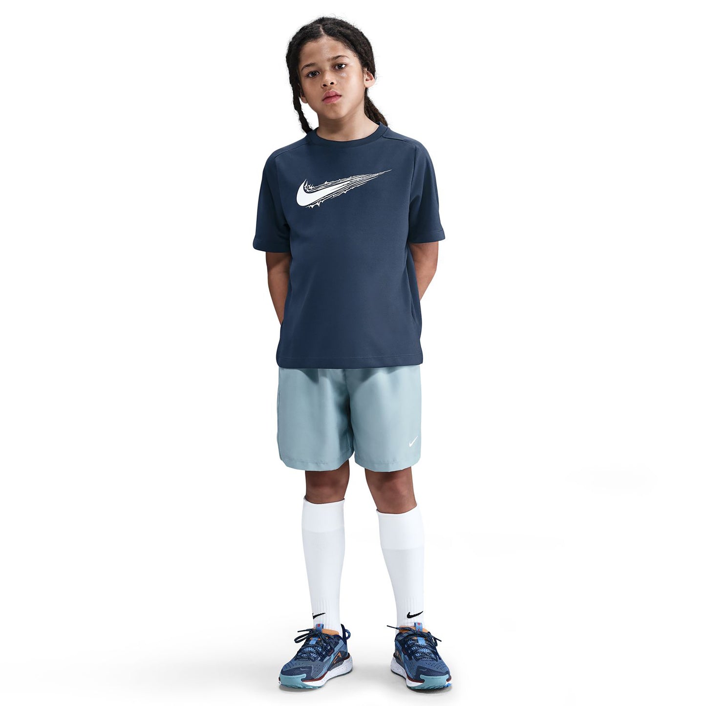 Nike Dri-FIT Multi T-shirt Barn - mörkblå, vit