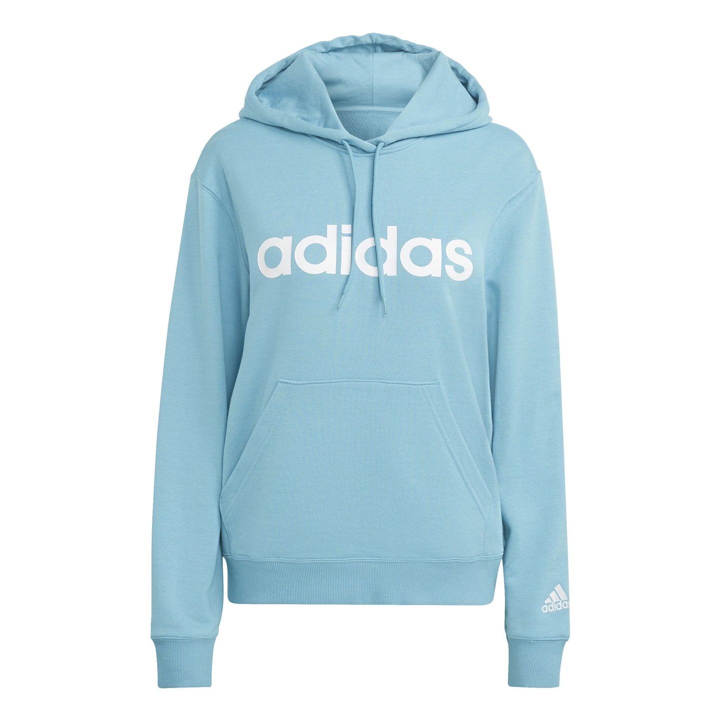 adidas Linear French Terry Huvtröja Damer - turkos, vit