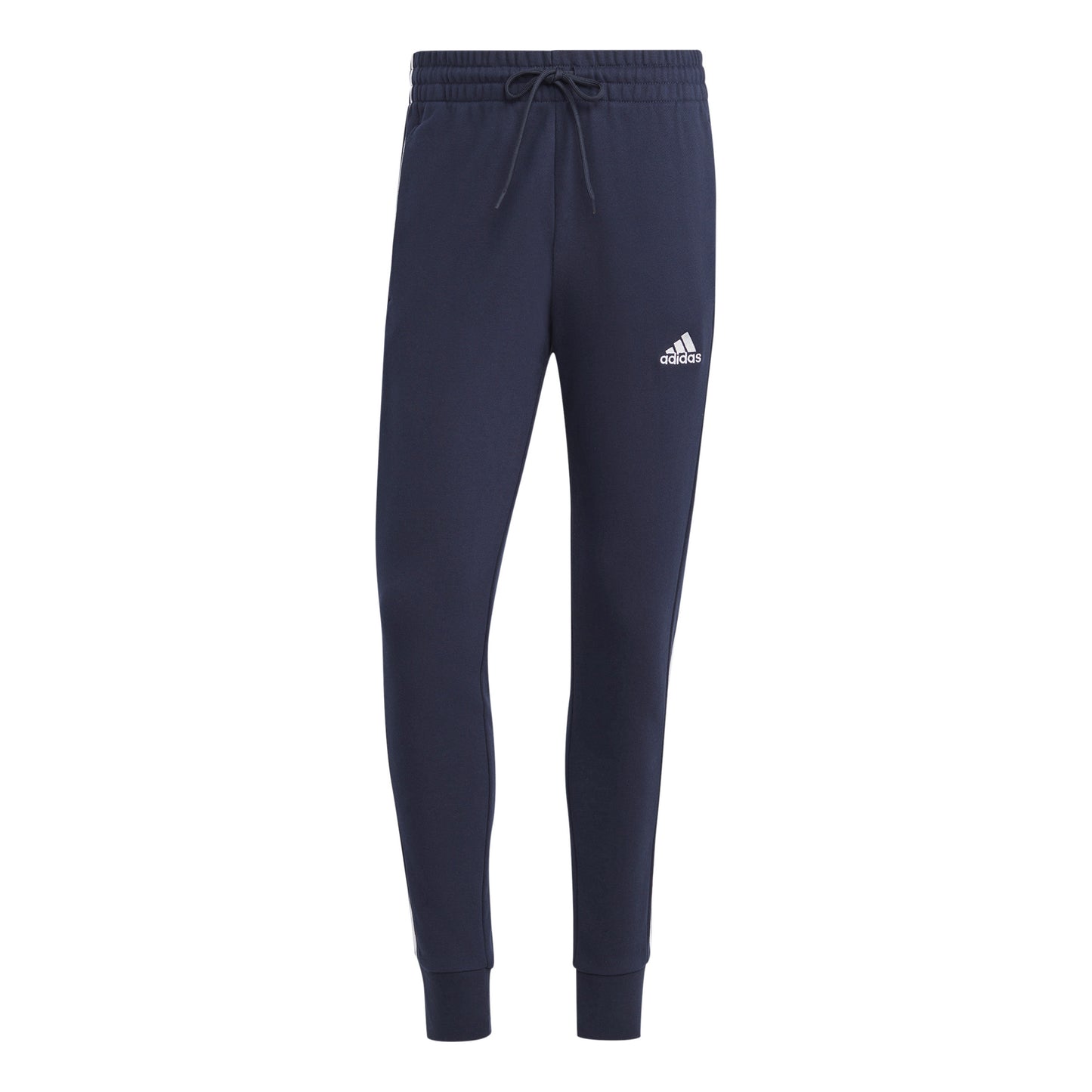 adidas French Terry Tapered Cuff 3-Stripes Träningsbyxa Herrar - mörkblå, vit