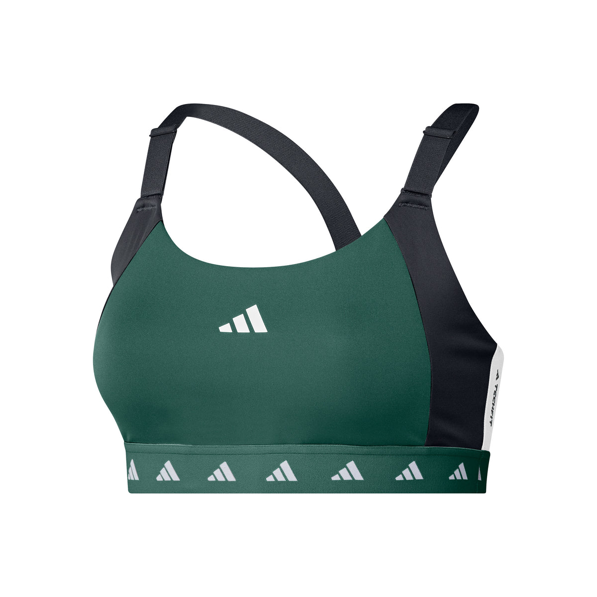adidas PWI Medium-Sport Tech-Fit Color Block Sport-behå Damer - mörkgrön, svart