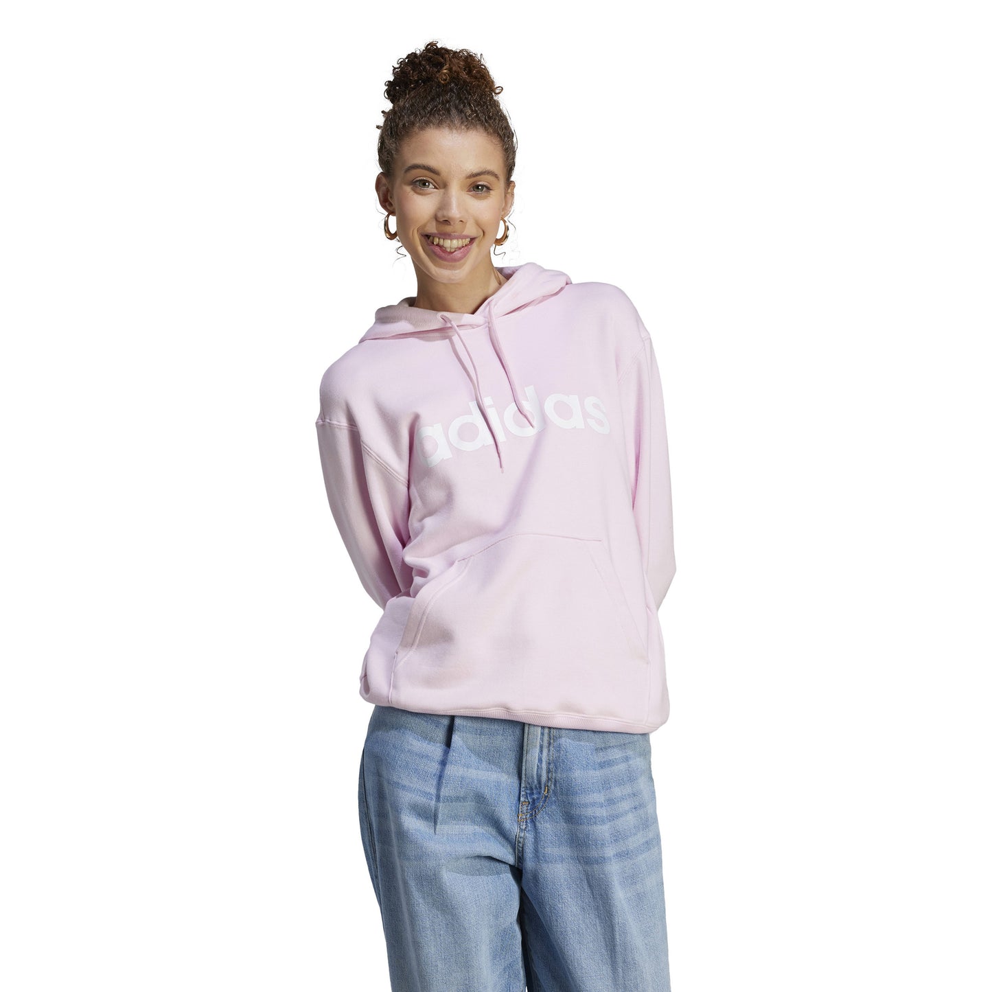 adidas Linear French Terry Huvtröja Damer - rosa, vit