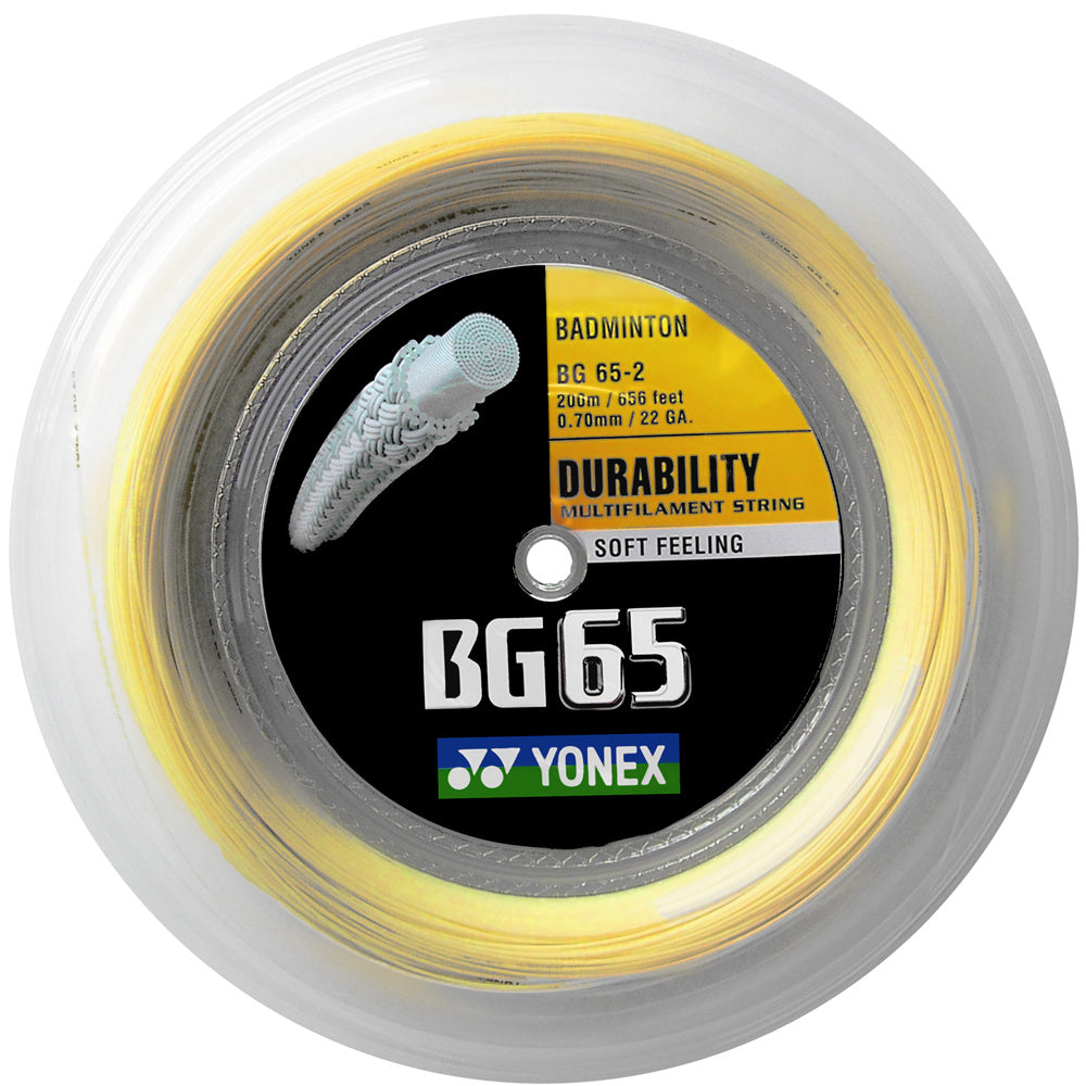 Yonex BG65 Badmintonsträngar, rulle 200m -gul