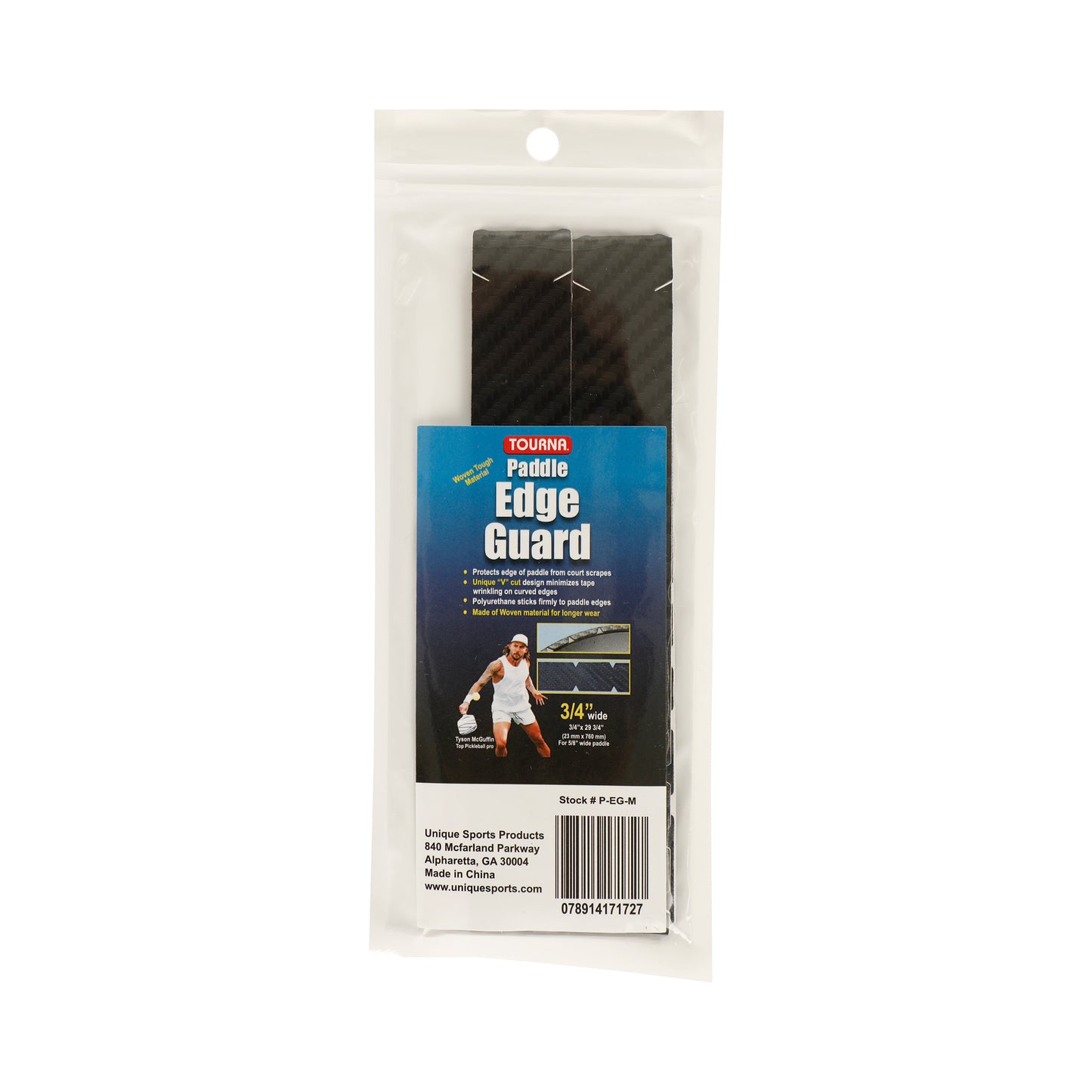 Tourna Padel Edge Guard Wooven 16mm Skyddstejp För Pickleball-ram-Svart
