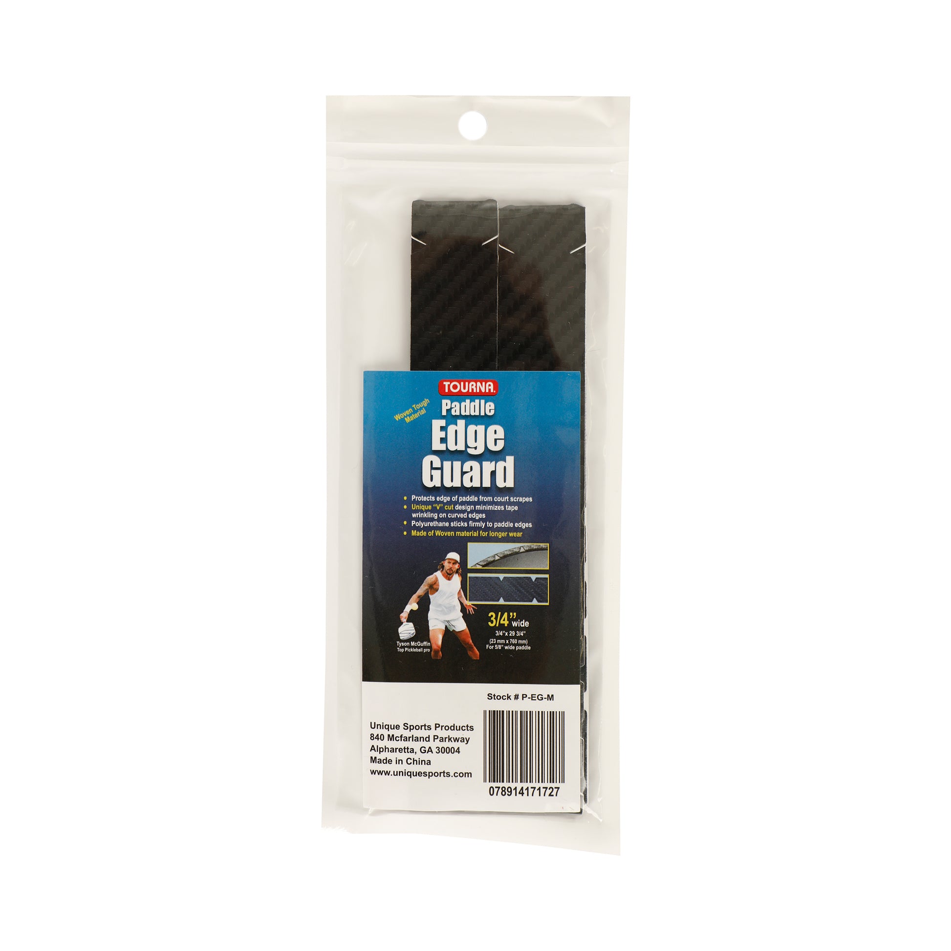 Tourna Padel Edge Guard Wooven 16mm Skyddstejp För Pickleball-ram-Svart