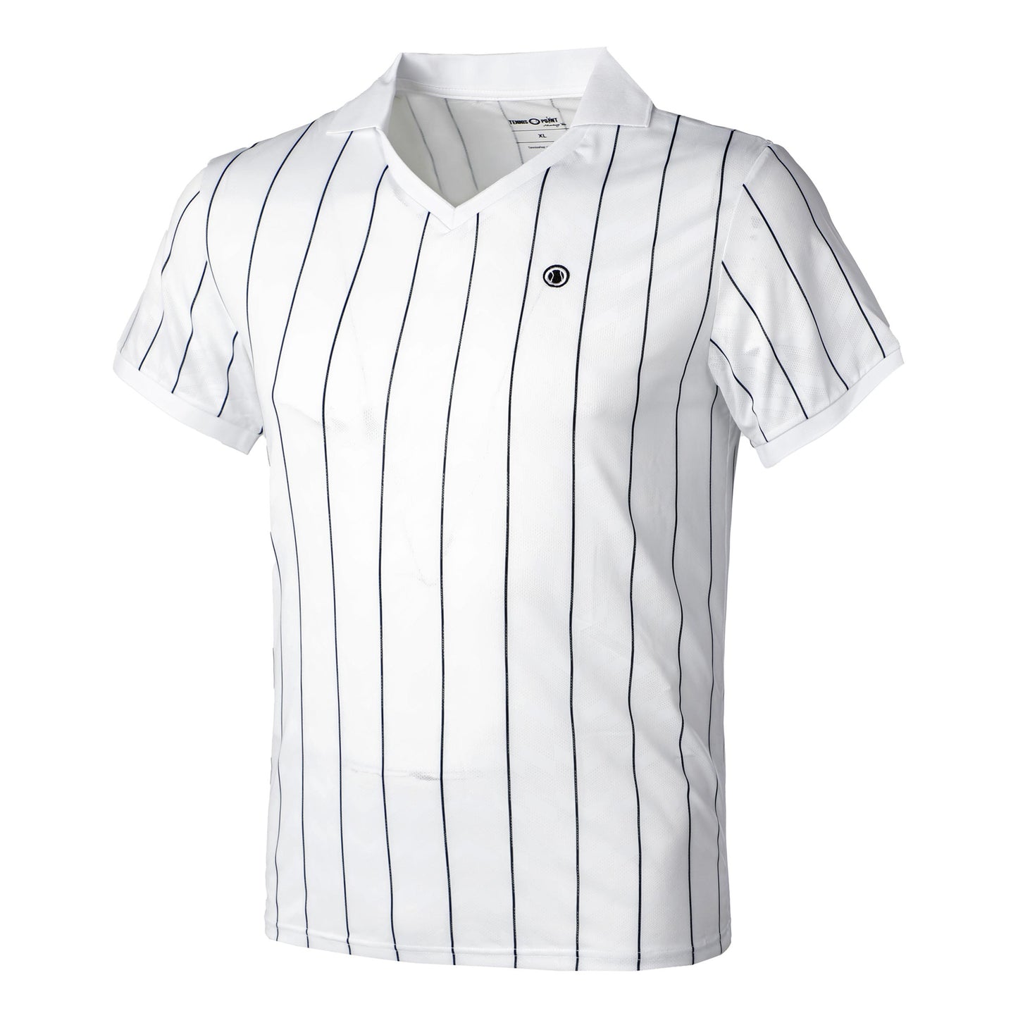 Tennis-Point Stripes Polo Herrar - vit, svart