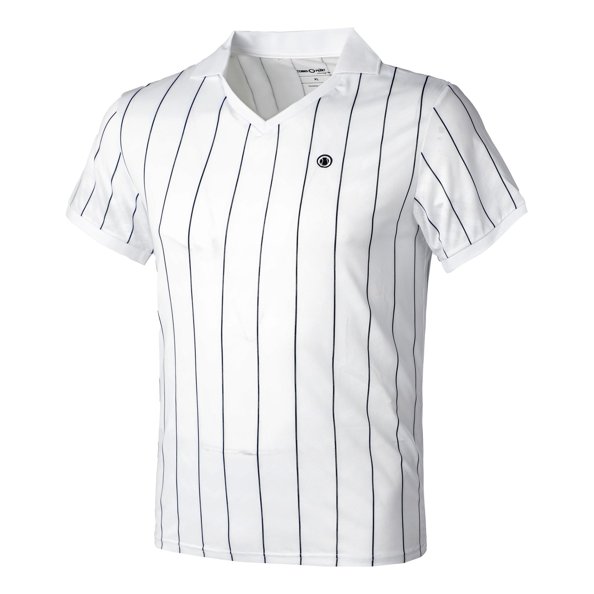 Tennis-Point Stripes Polo Herrar - vit, svart
