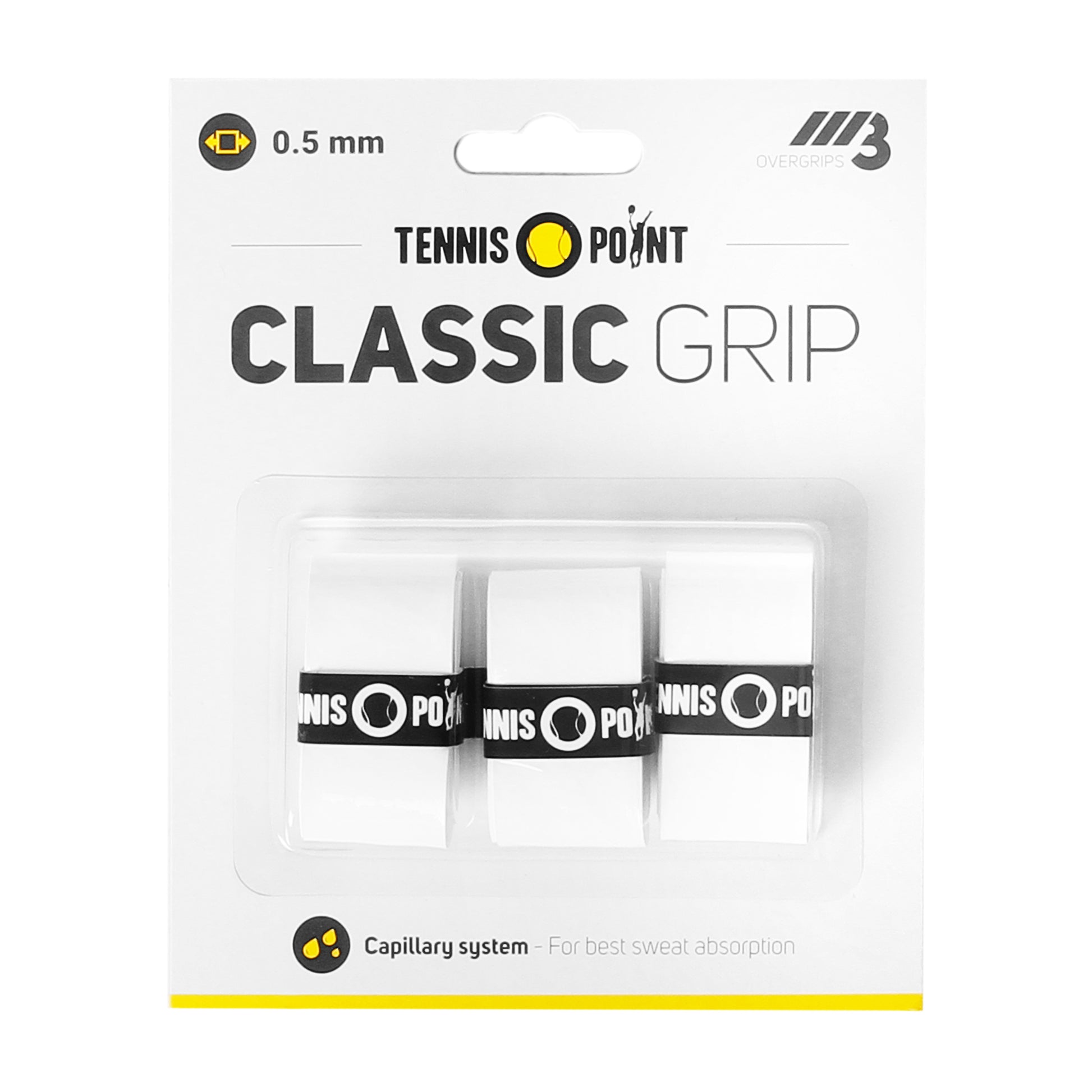 Tennis-Point Classic Grip 3-pack - vit