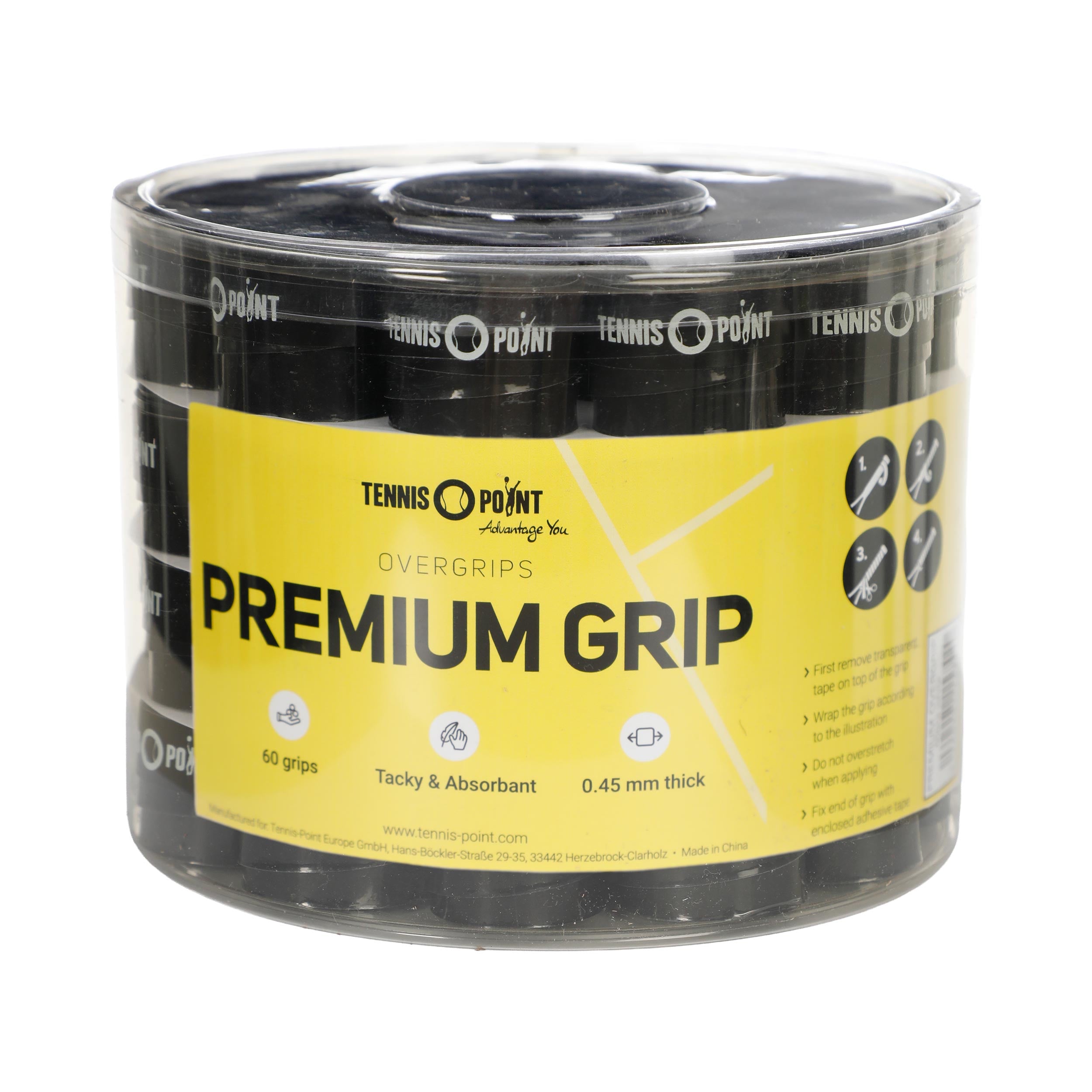 Tennis-Point Premium Grip 60-pack-Svart