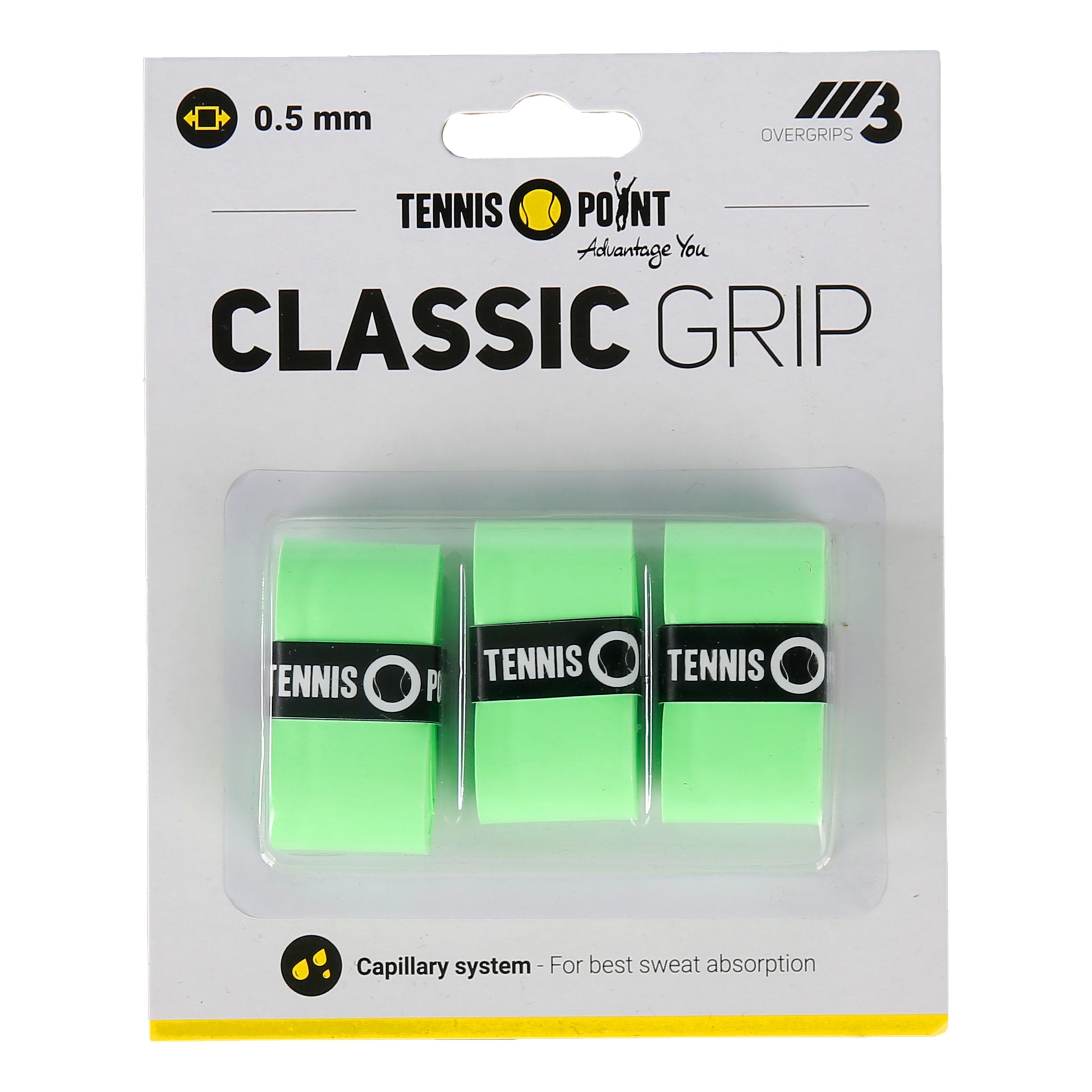 Tennis-Point Classic Grip 3-pack - grön