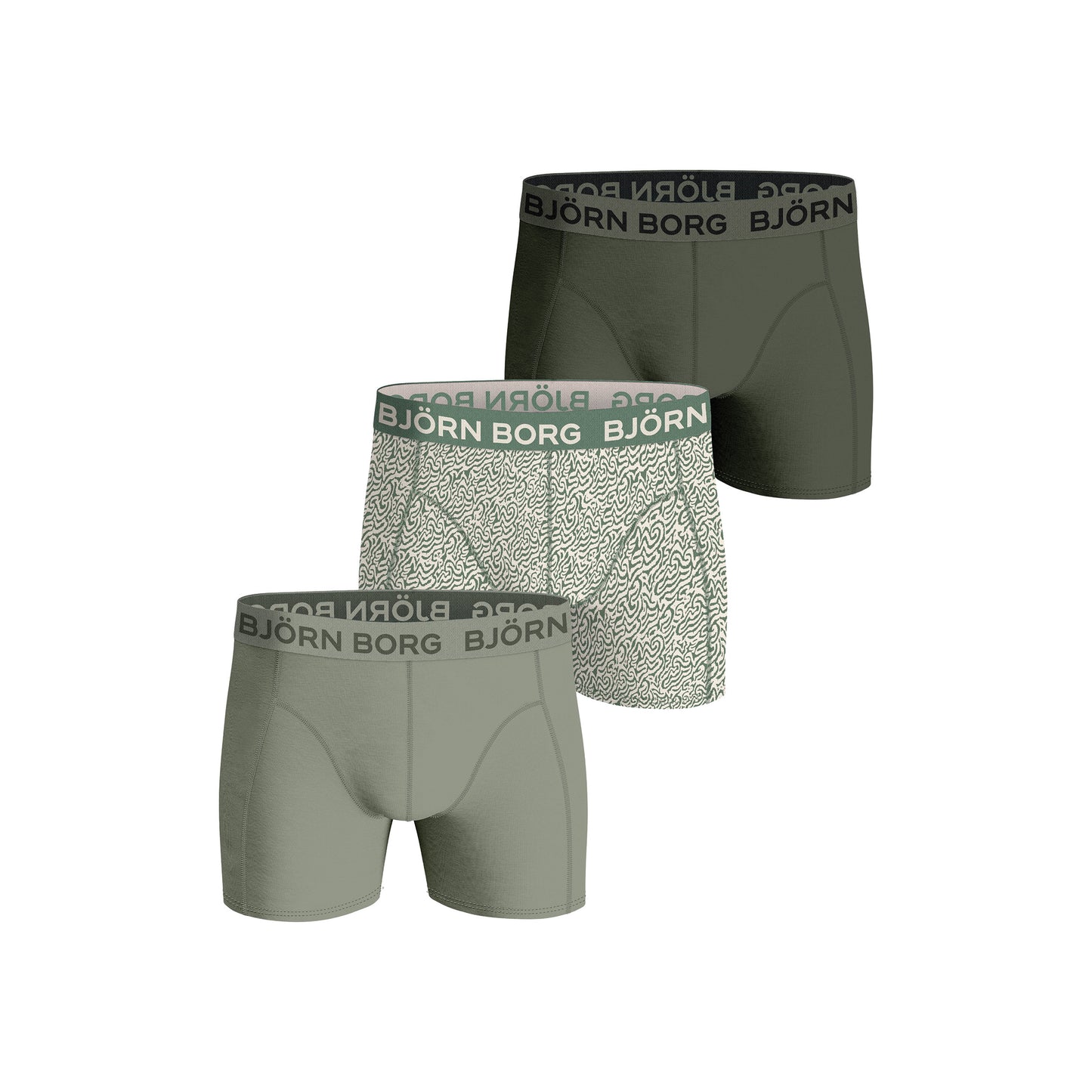 Björn Borg Cotton Stretch Boxershorts 3-pack Herrar - oliv, grön