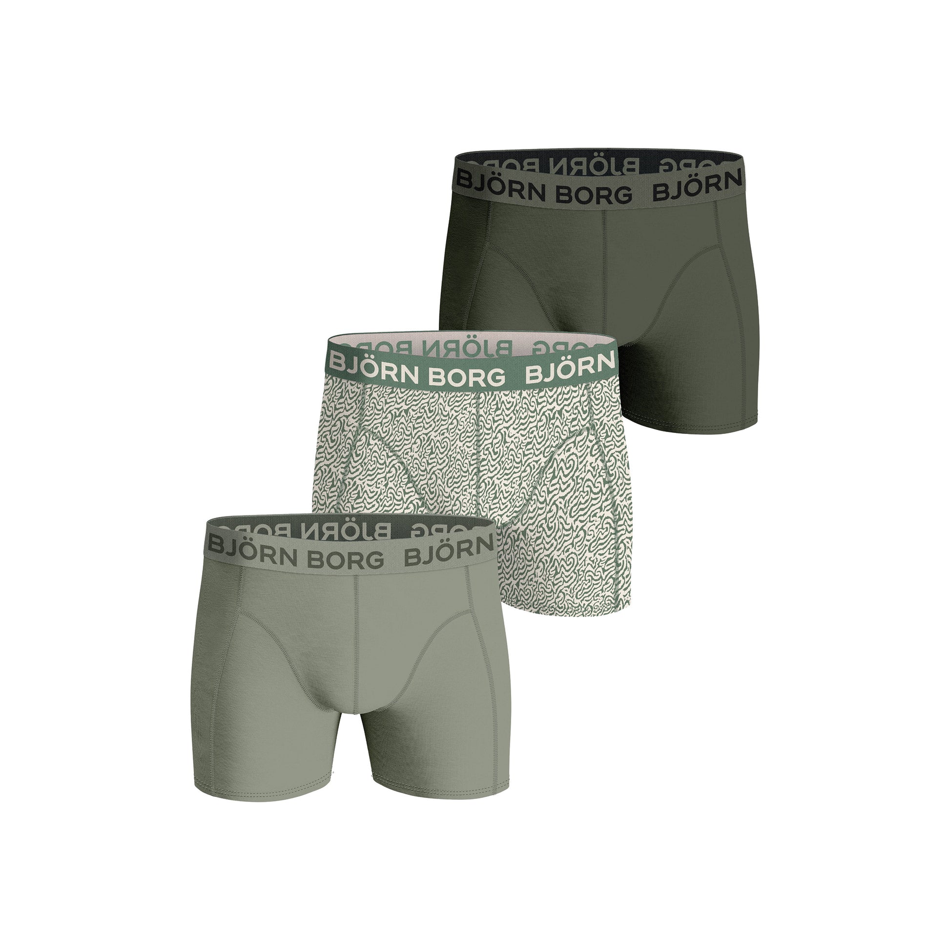 Björn Borg Cotton Stretch Boxershorts 3-pack Herrar - oliv, grön