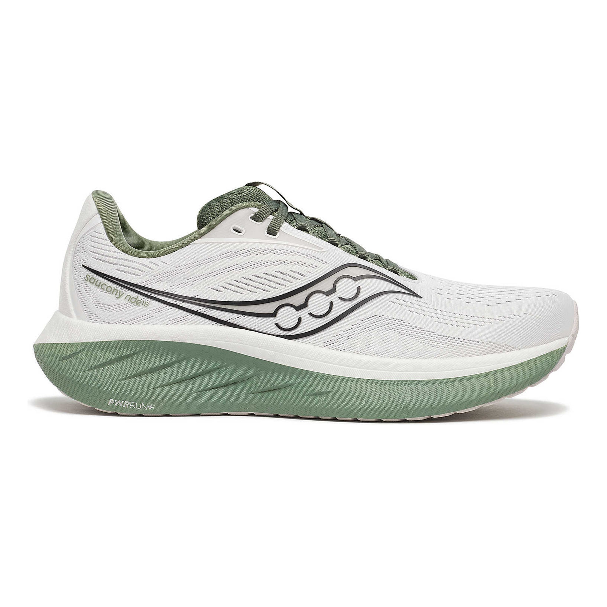 Saucony Ride 18 Neutralsko Herrar - vit, oliv
