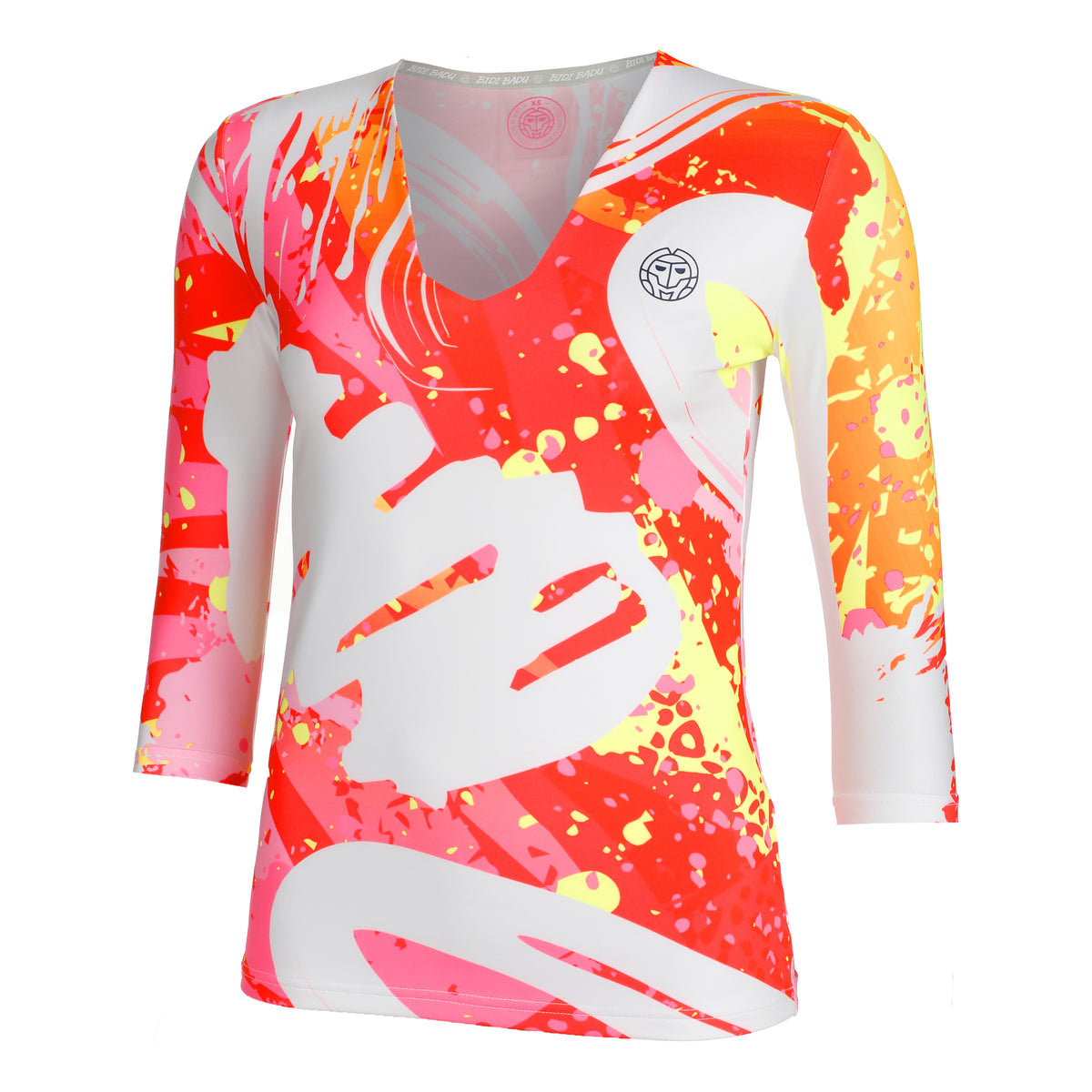 BIDI BADU Wild Arts V-Neck Långärmat Damer - vit, flerfärgad