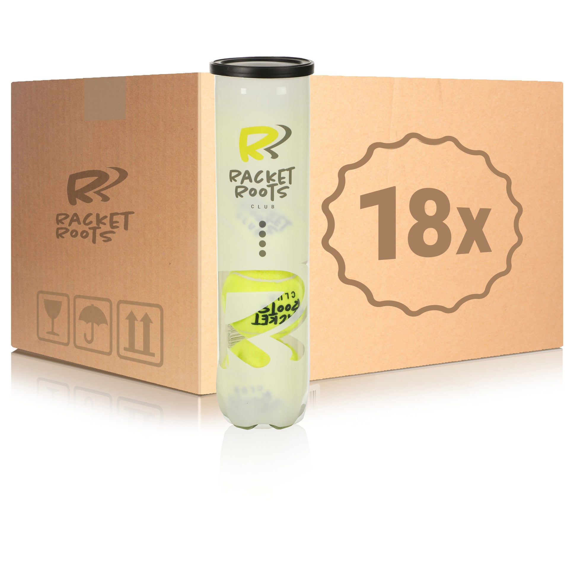 Racket Roots 18x 4-pack rör Club Tennisball I kartong