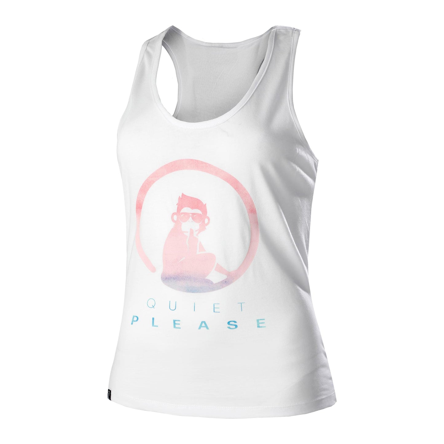 Quiet Please Tie Dye Logo Linne Damer - vit, flerfärgad