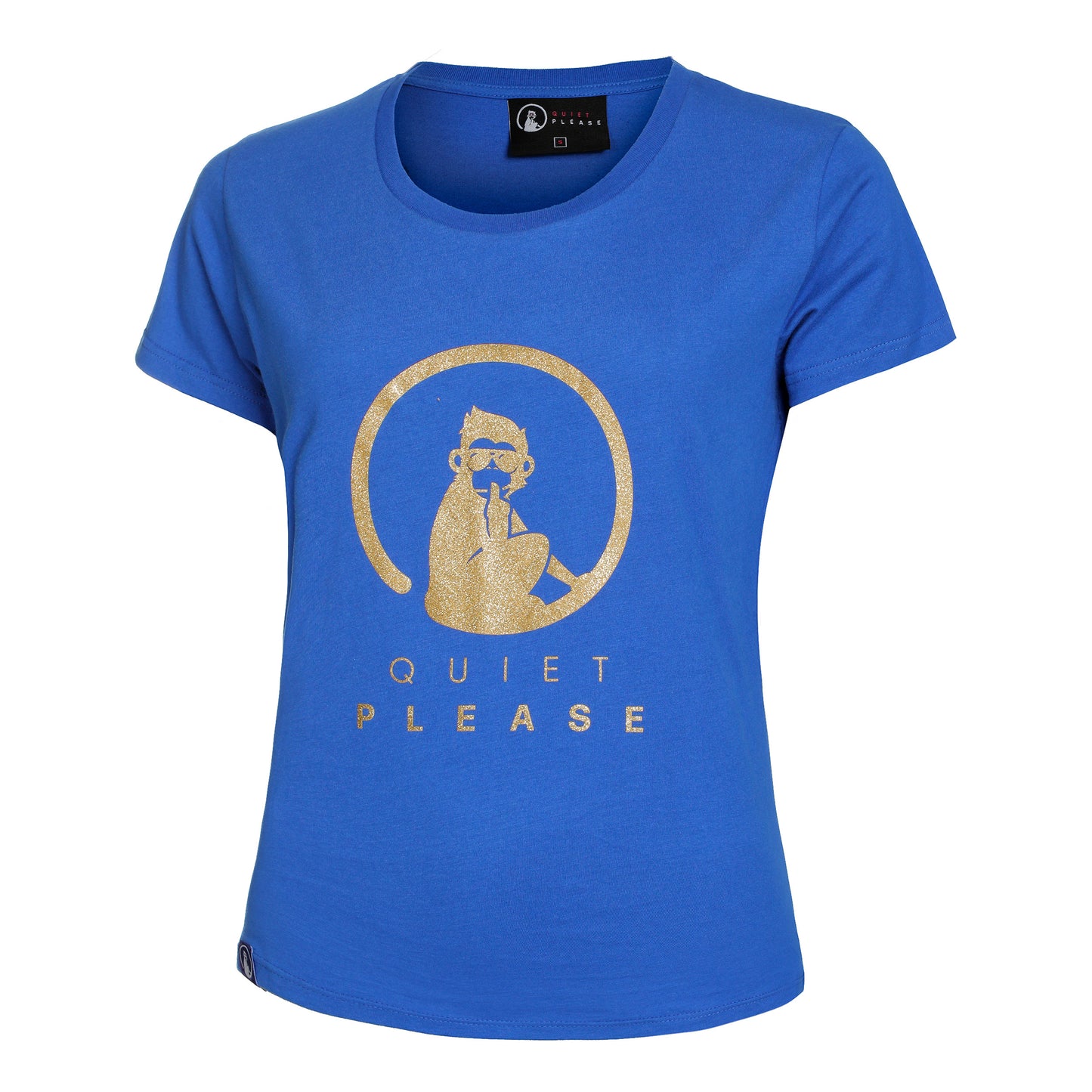 Quiet Please Baseline Logo T-shirt Damer - blå, guld