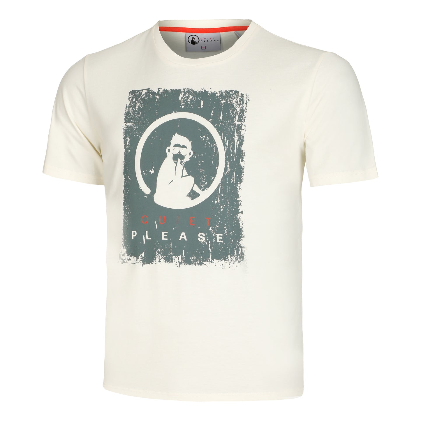 Quiet Please Scraped T-shirt Herrar - vit, visdom