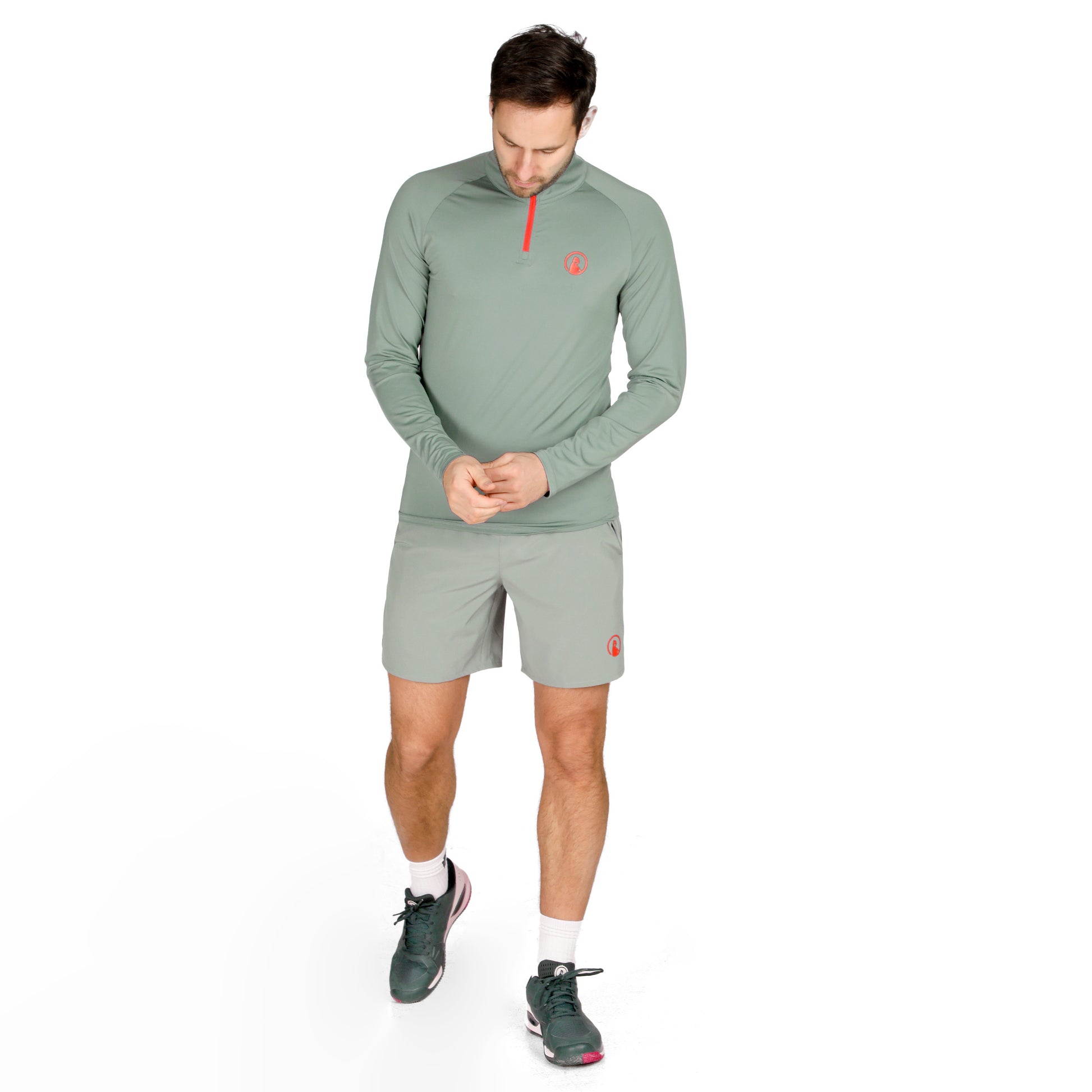 Quiet Please Big Serve 1/4 Zip Långärmat Herrar - visdom, röd