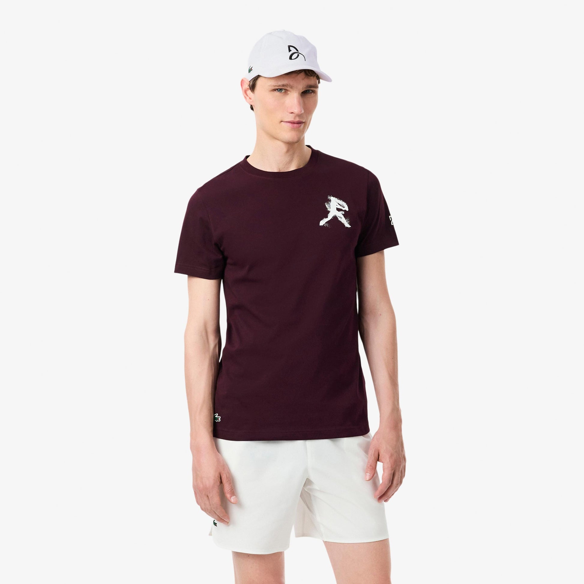 Lacoste & Cap T-shirt Herrar - rött vin, vit