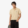 Ribbed Collar Polo Herrar - beige, vit