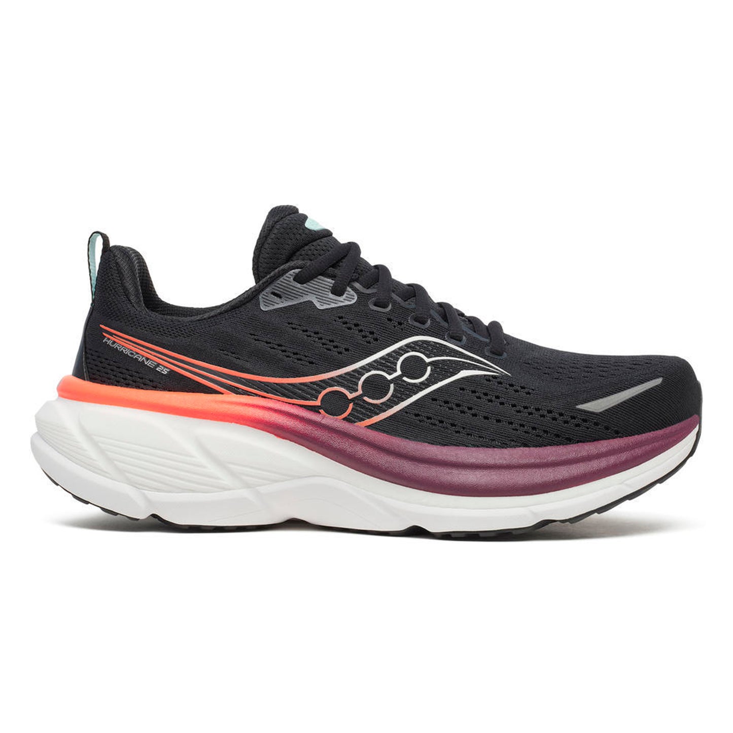 Saucony Hurricane 25 Stabilitetssko Herrar-svart, rött vin