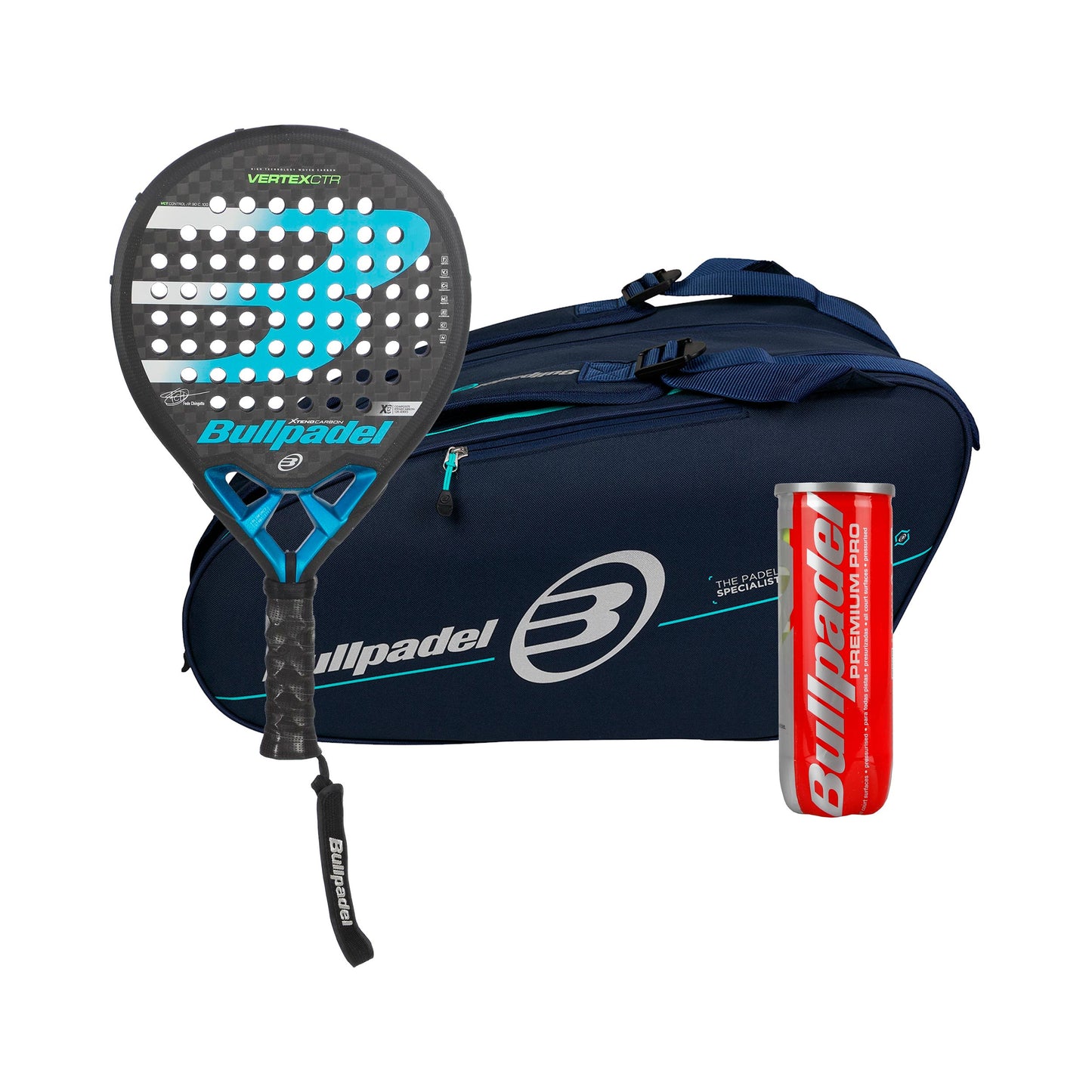Bullpadel 3-pack Vertex 2 CTR  Plus racketväska, Plus bollrör
