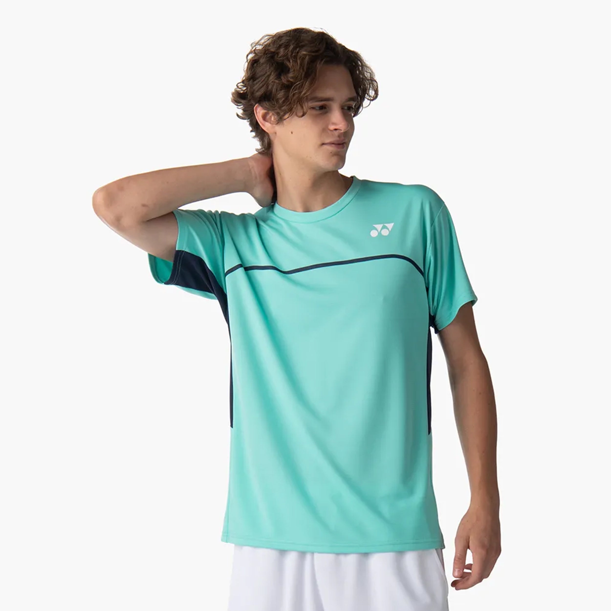 Yonex Crew Neck T-shirt Herrar - mint, mörkblå