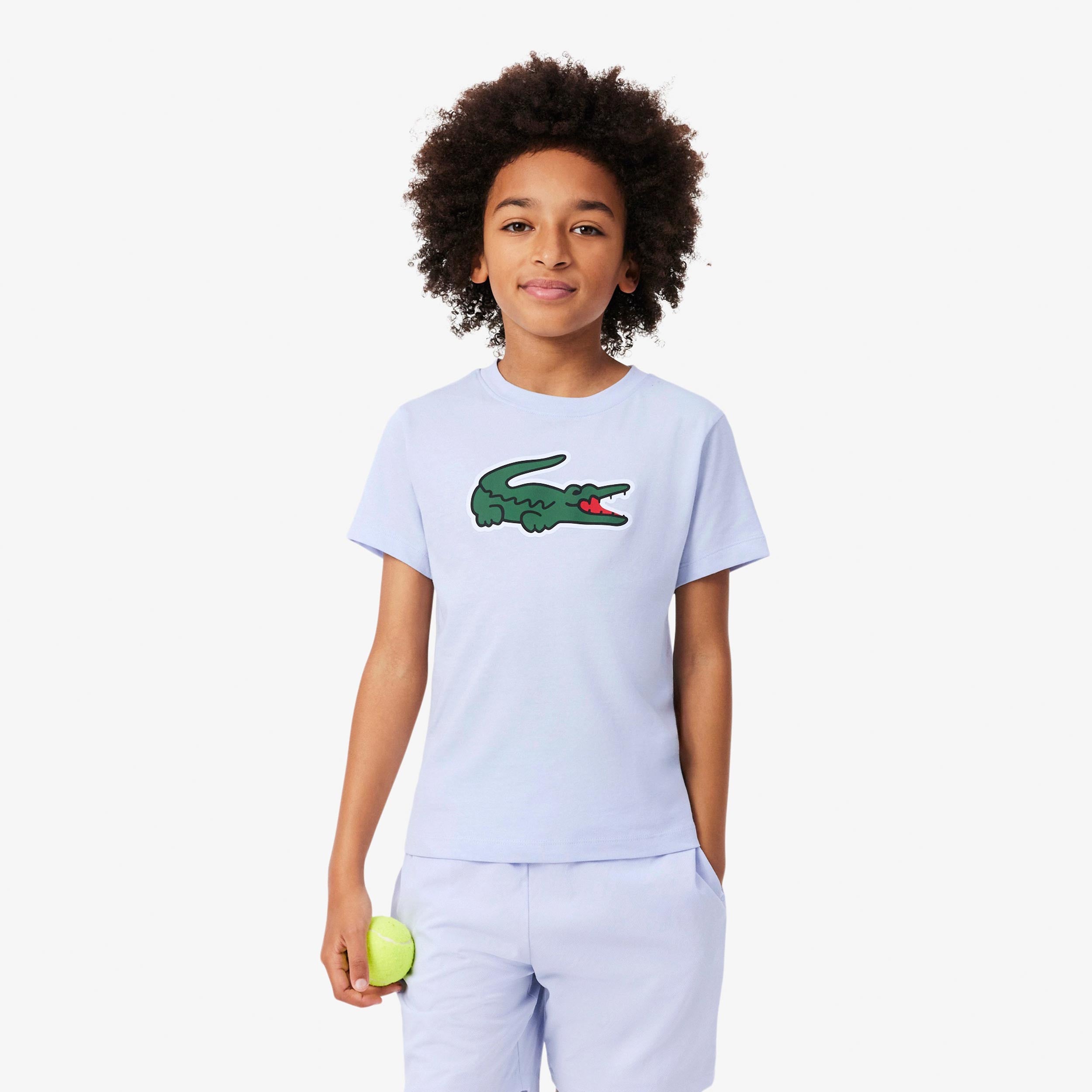Lacoste T-shirt Barn - ljusblå, grön