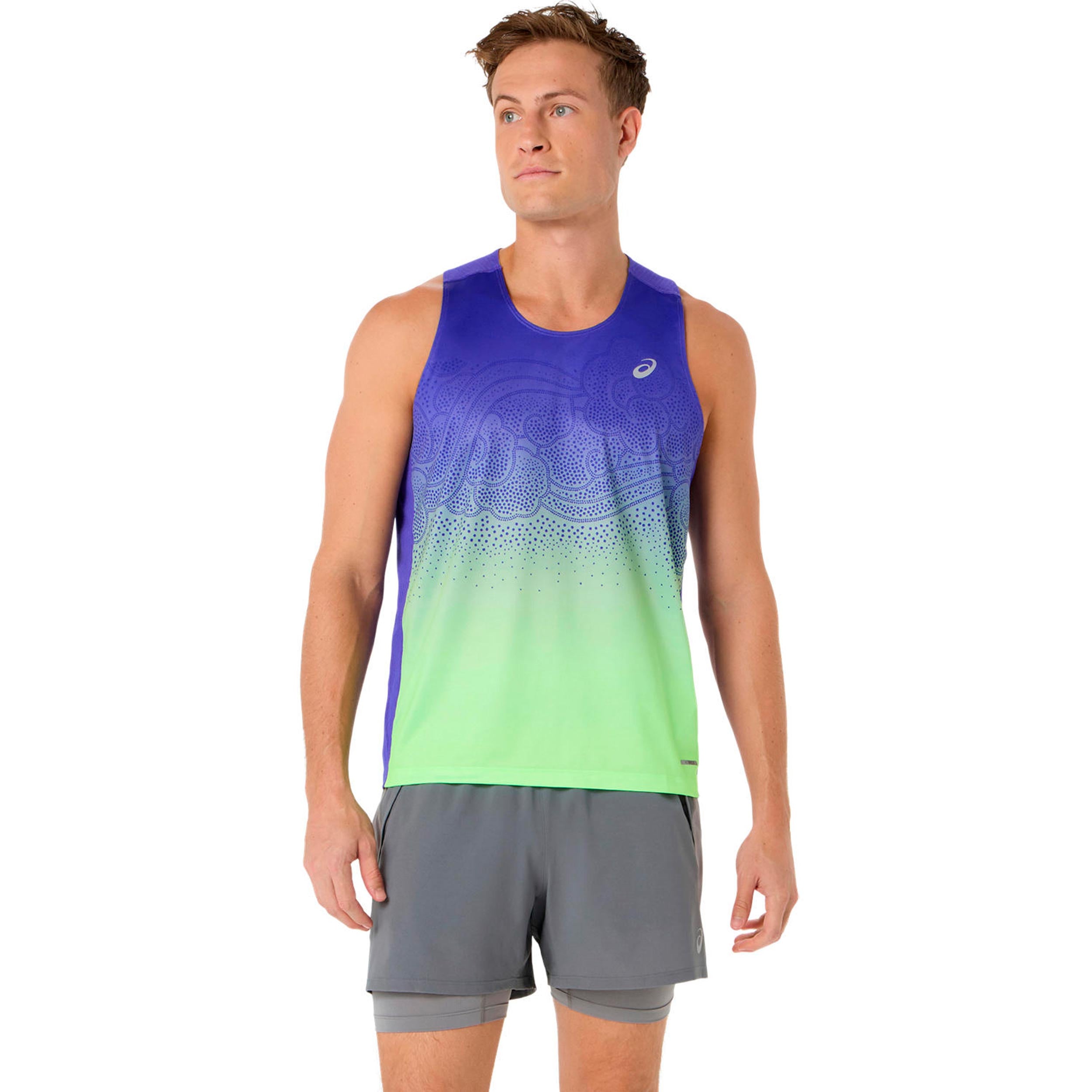 ASICS Road Fade Löpartröja Herrar-blå, grön