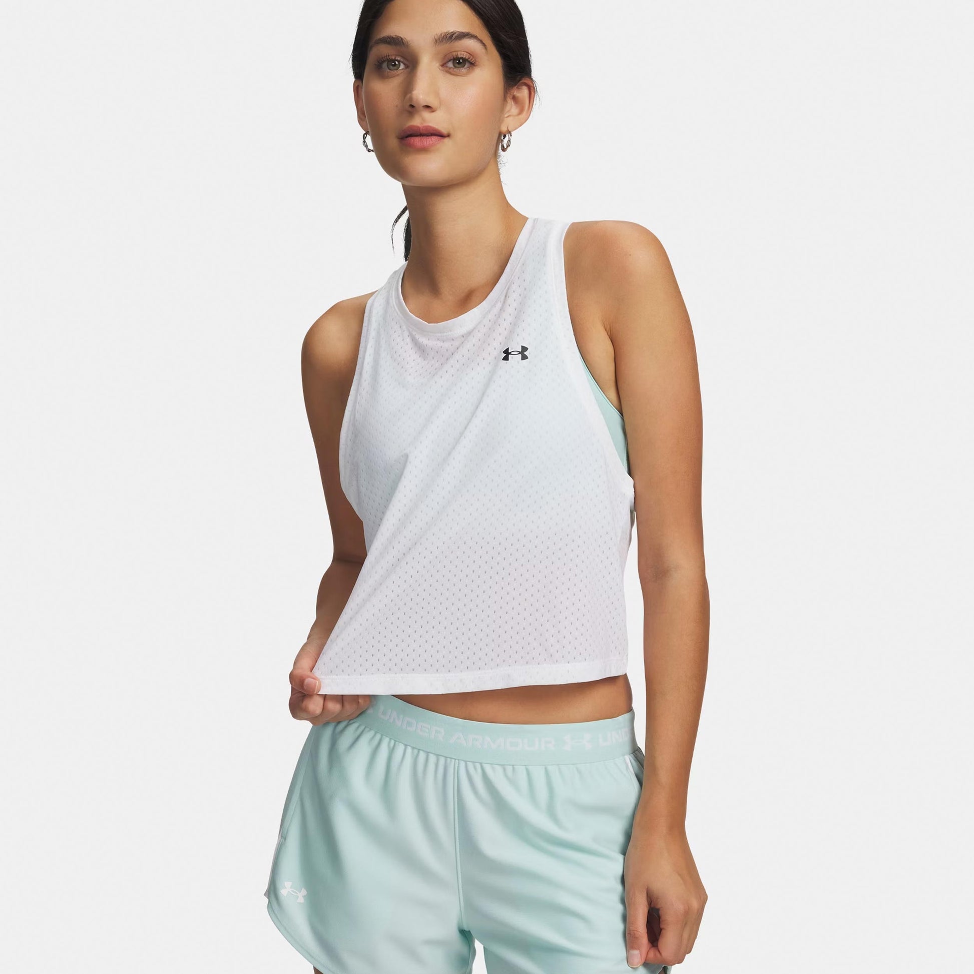 Under Armour Tech Sport Mesh Crop Linne Damer-vit, svart