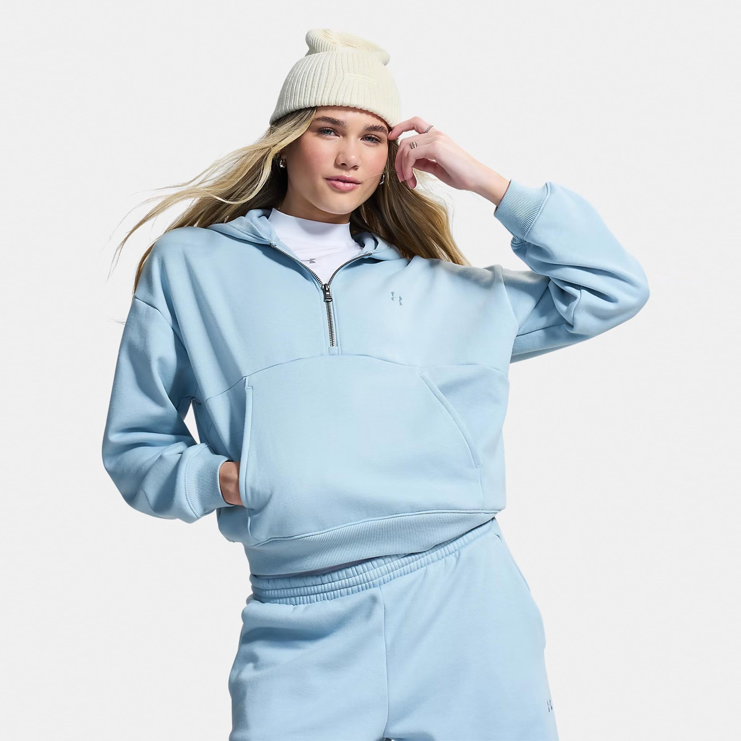 Under Armour Icon Fleece Halfzip Huvtröja Damer - blå, blågrå