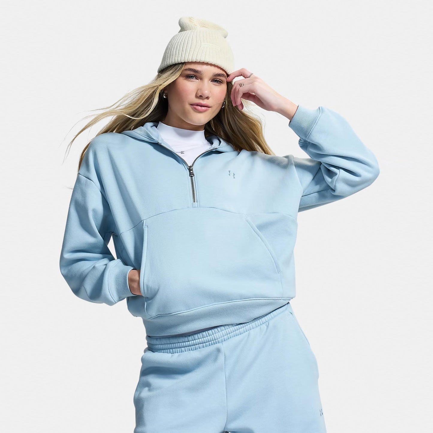 Under Armour Icon Fleece Halfzip Huvtröja Damer - blå, blågrå
